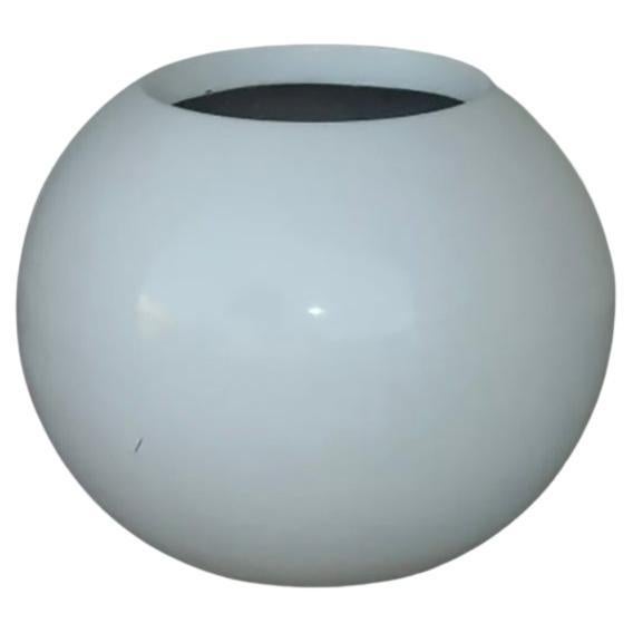 1980s Style Large White Architectural Spherical Planter for Indoors or Outdoors