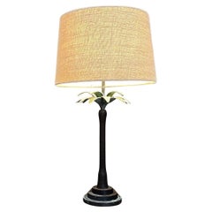 1980s Style Maitland Smith Palm Tree Table Lamp Faux Bronze