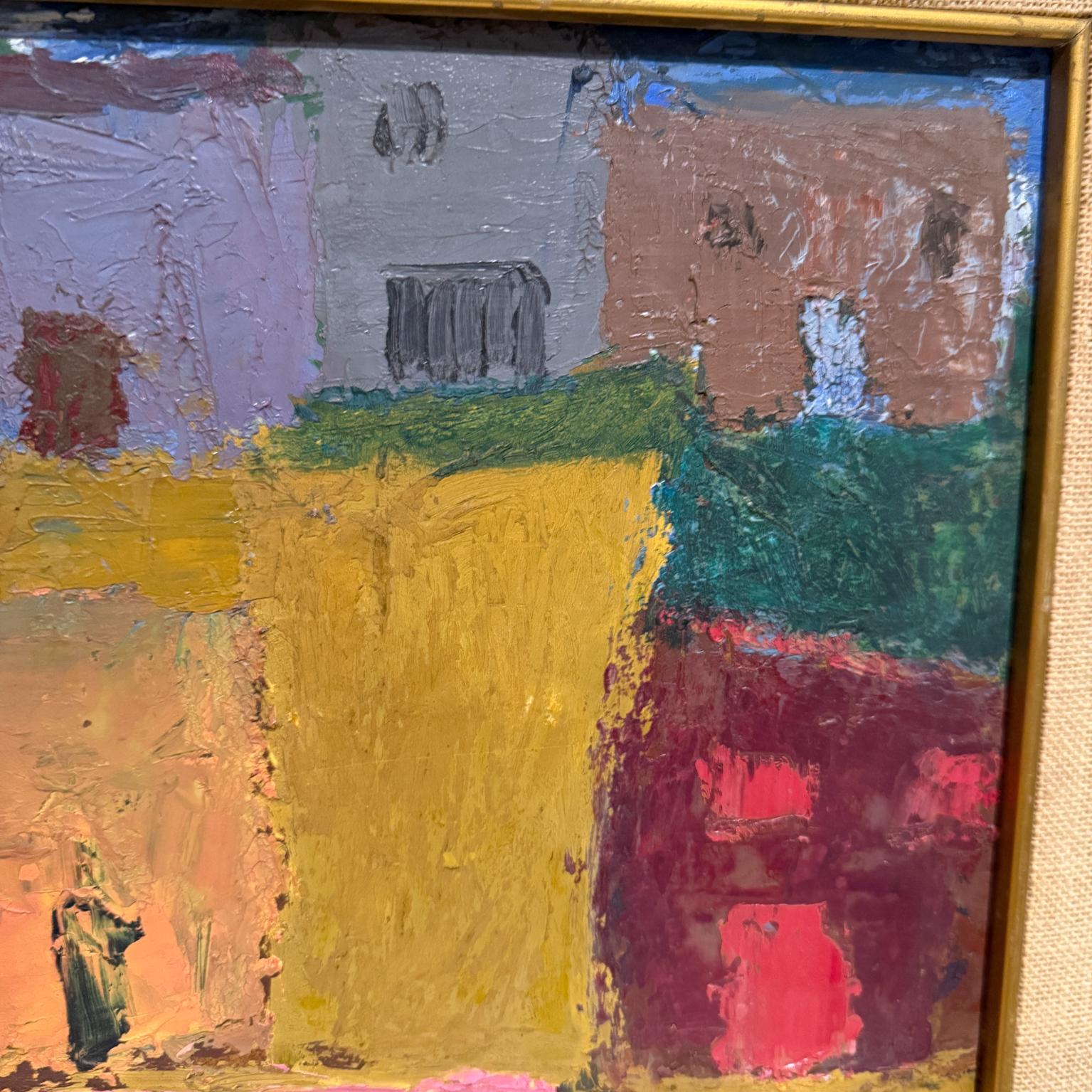 Canvas 1980s Style of Pedro Coronel Pink Landscape Abstract Art Oil Painting