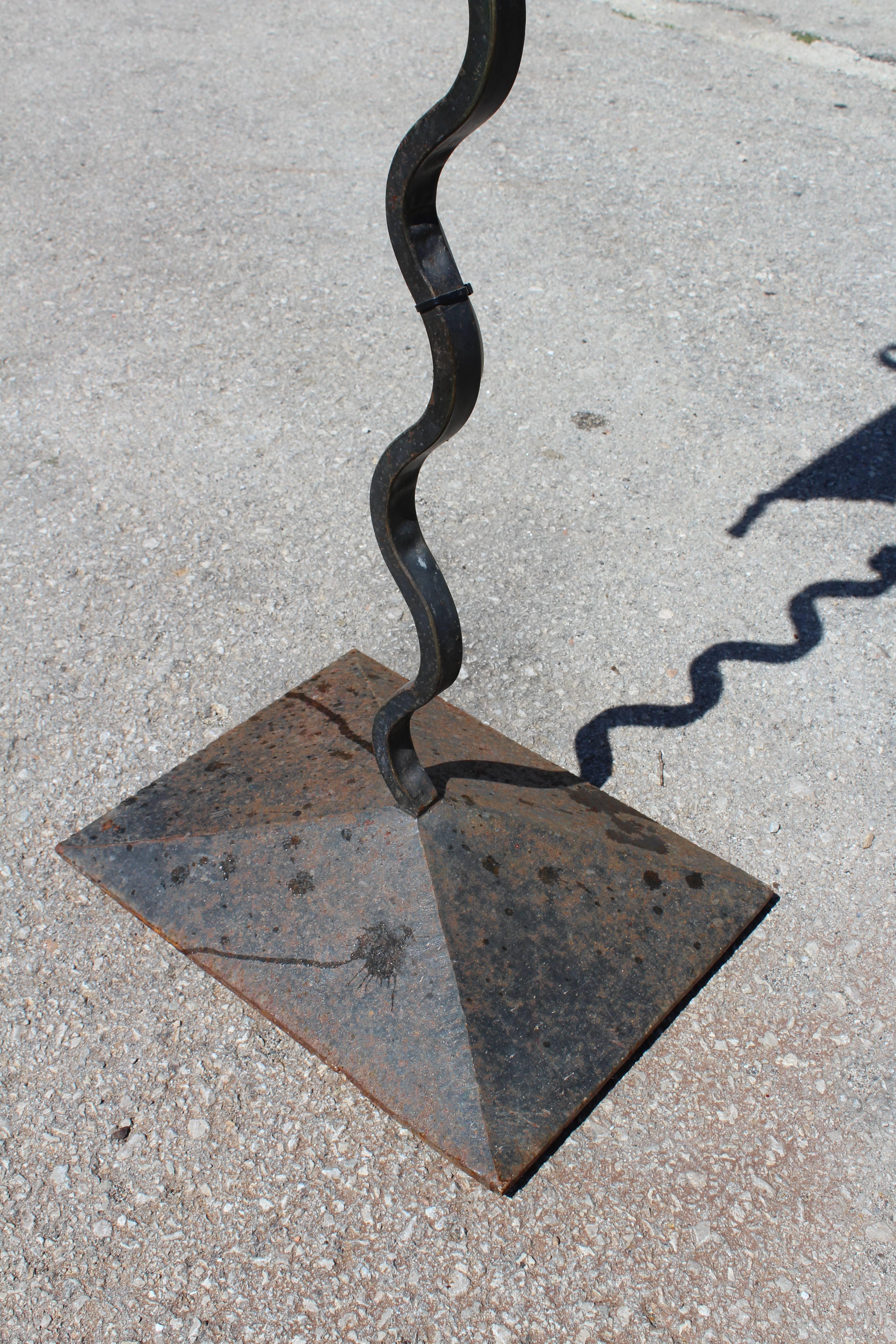 20th Century 1980s Sun and Mirror Iron Standing Lamp For Sale