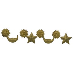 1980s Sun, Moon, and Star Metal Napkin Rings, Set of Six