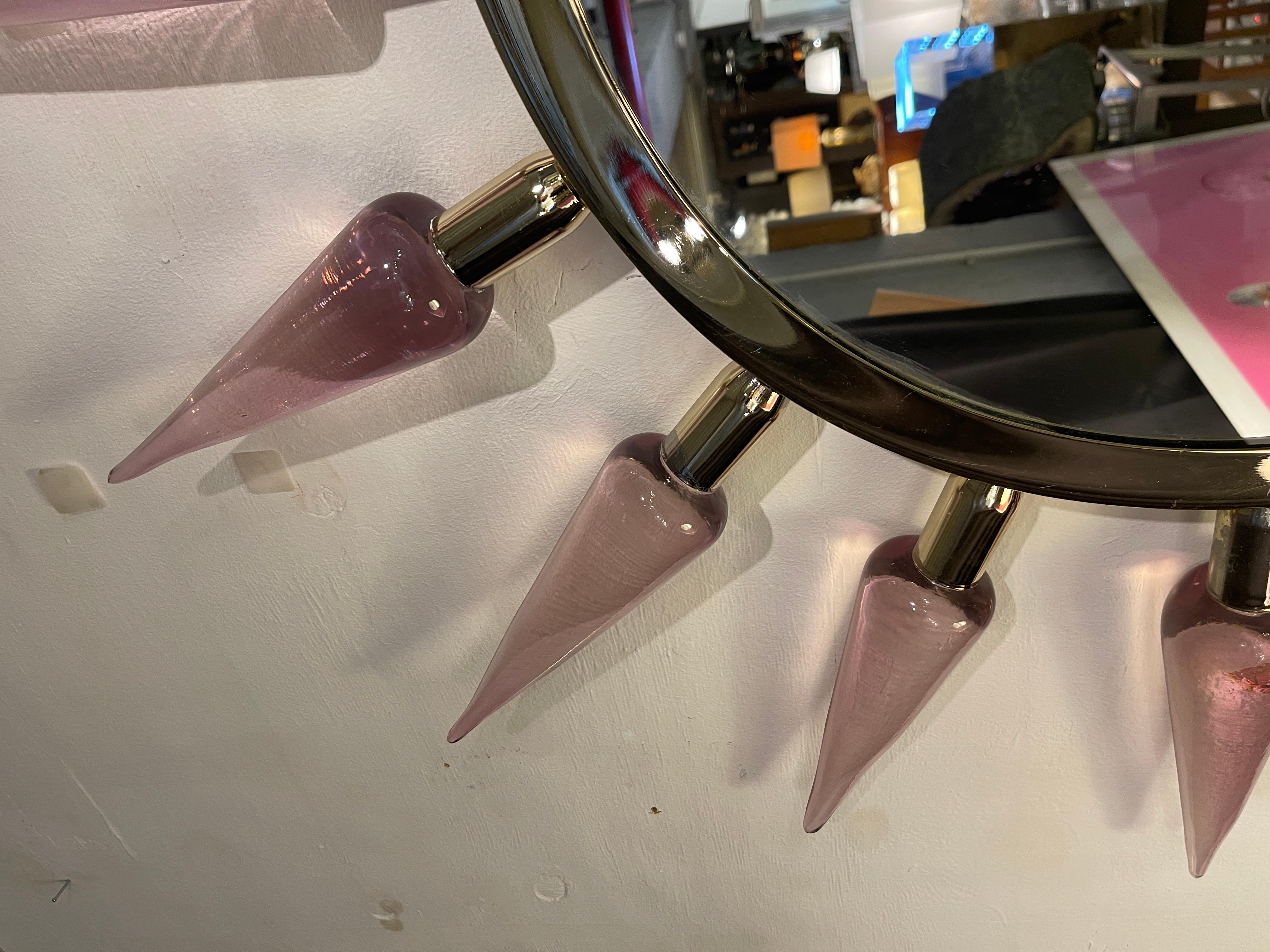 1980's Sunburst murano glass mirror attributed to Gino Cenedese In Good Condition For Sale In Bois-Colombes, FR