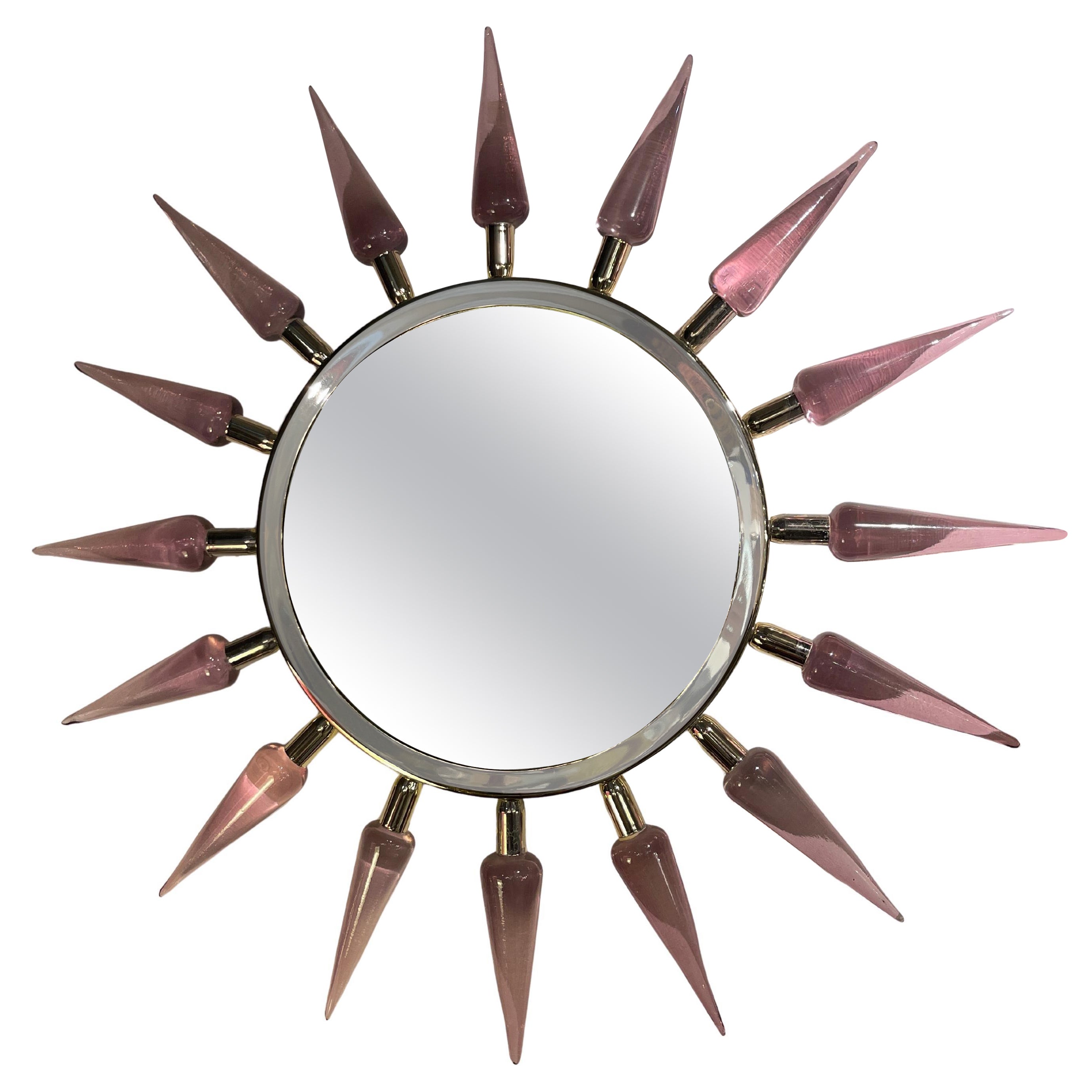 1980's Sunburst murano glass mirror attributed to Gino Cenedese