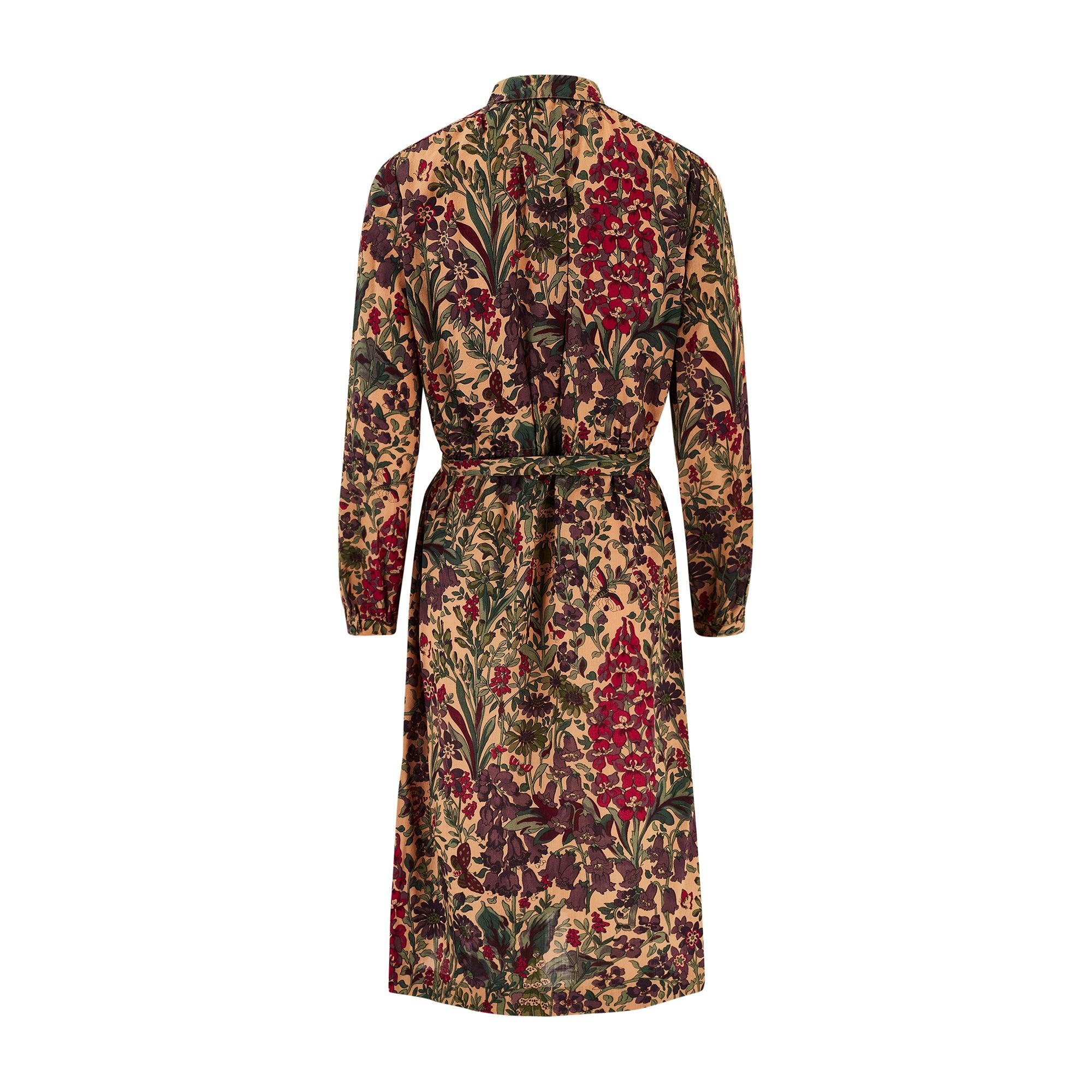 Marron 1980s Susan Small for Liberty Beige Purple Green Wool Dress en vente