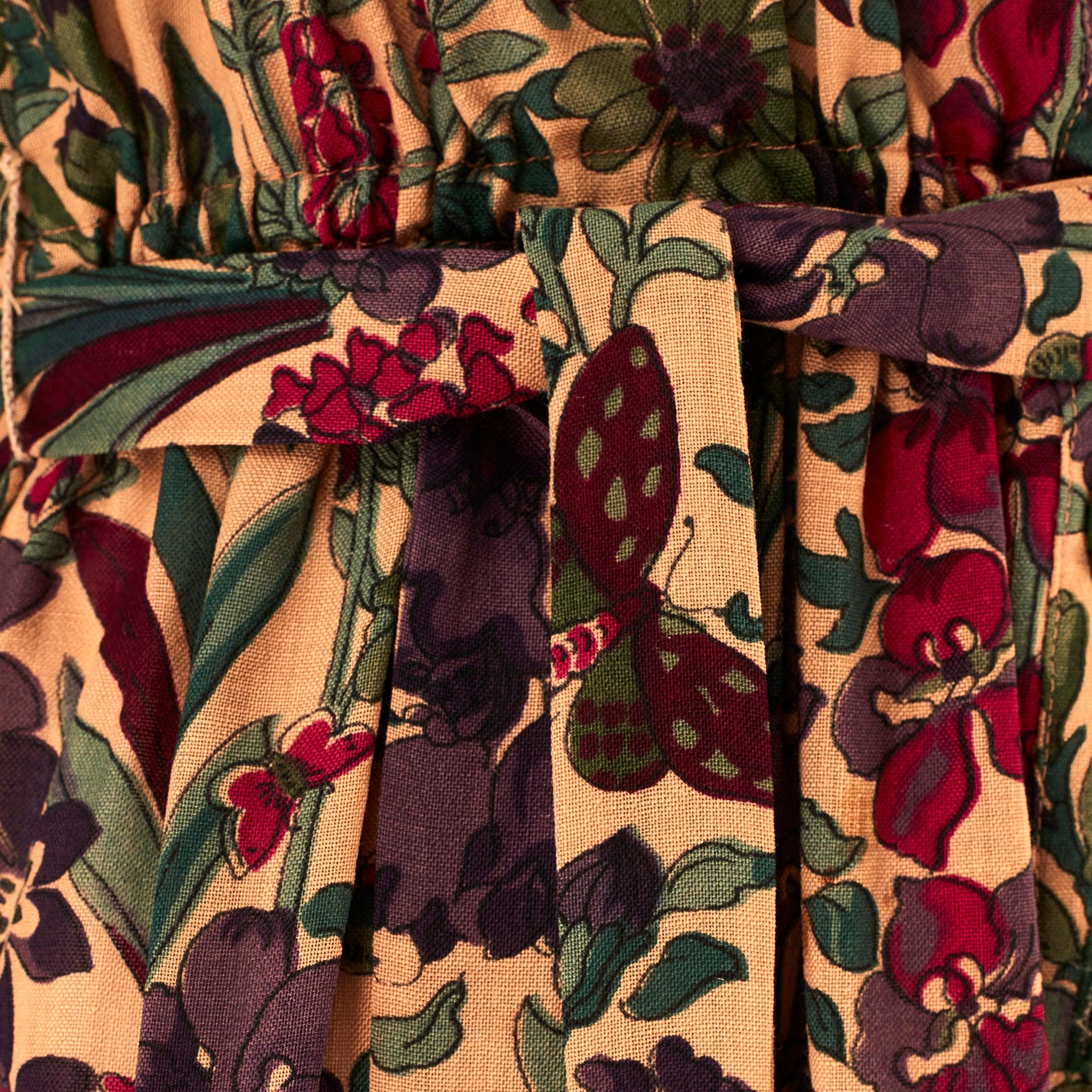 1980s Susan Small for Liberty Beige Purple Green Wool Dress Excellent état - En vente à London, GB