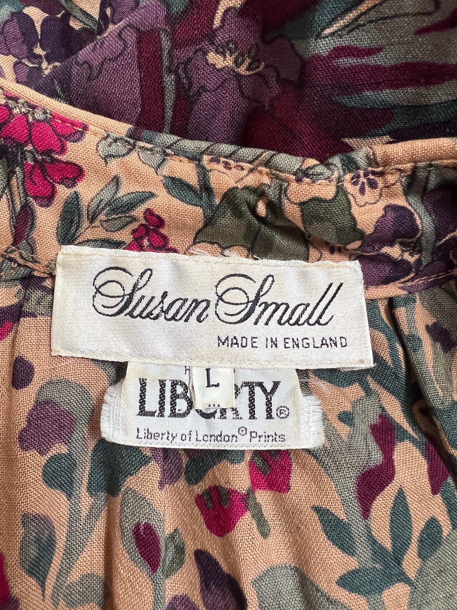 1980s Susan Small for Liberty Beige Purple Green Wool Dress Pour femmes en vente
