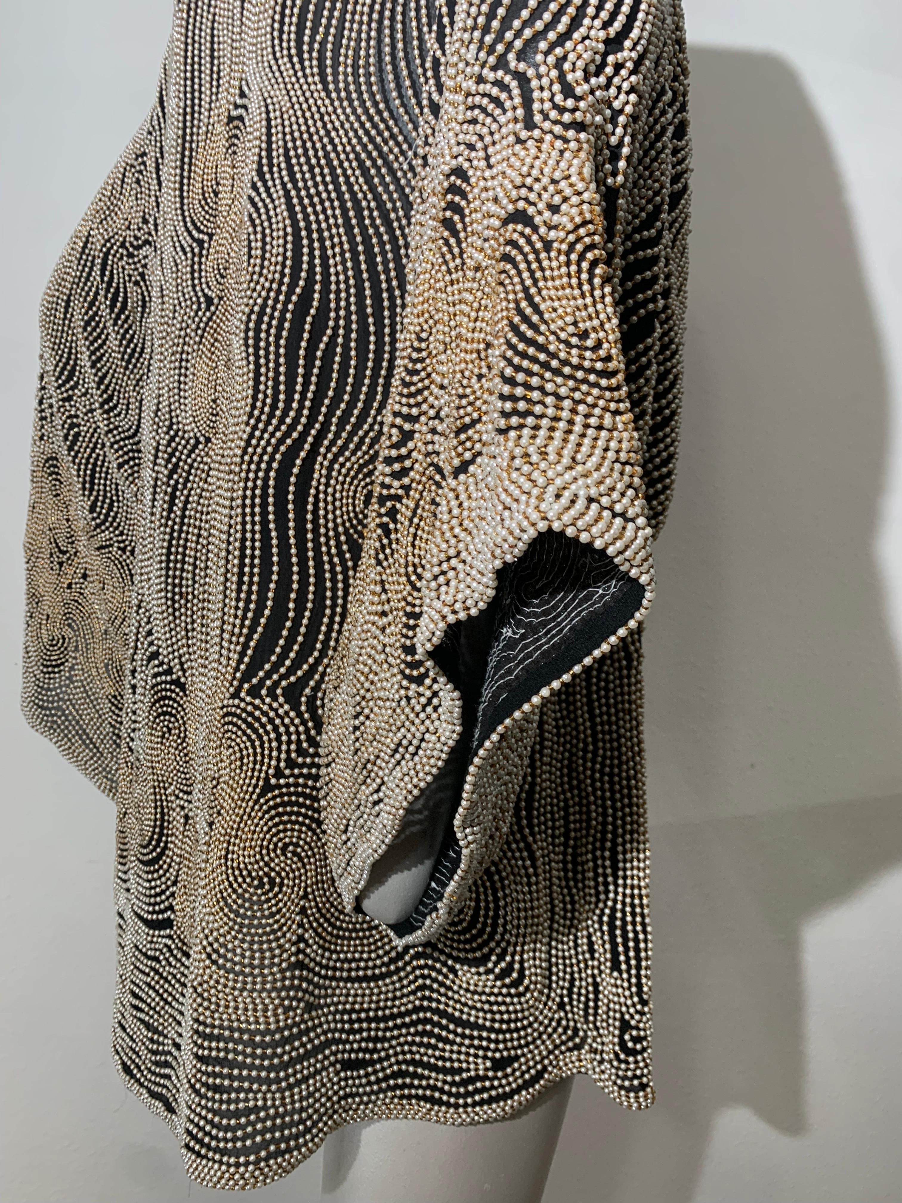 1980s SUZ Black Silk Jacket Heavily Encrusted w Faux Pearls in a Cloud Motif For Sale 6