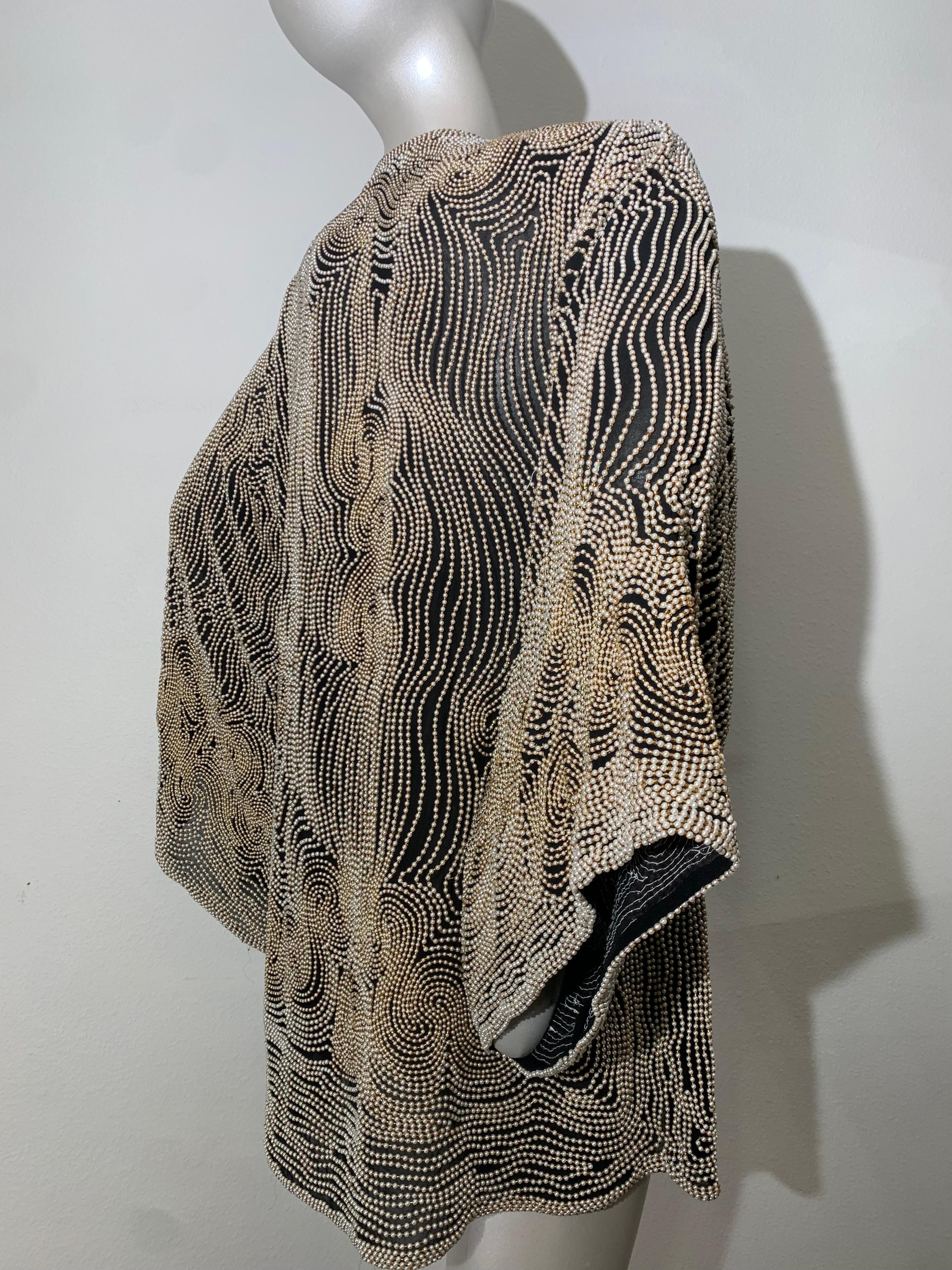 1980s SUZ Black Silk Jacket Heavily Encrusted w Faux Pearls in a Cloud Motif For Sale 5
