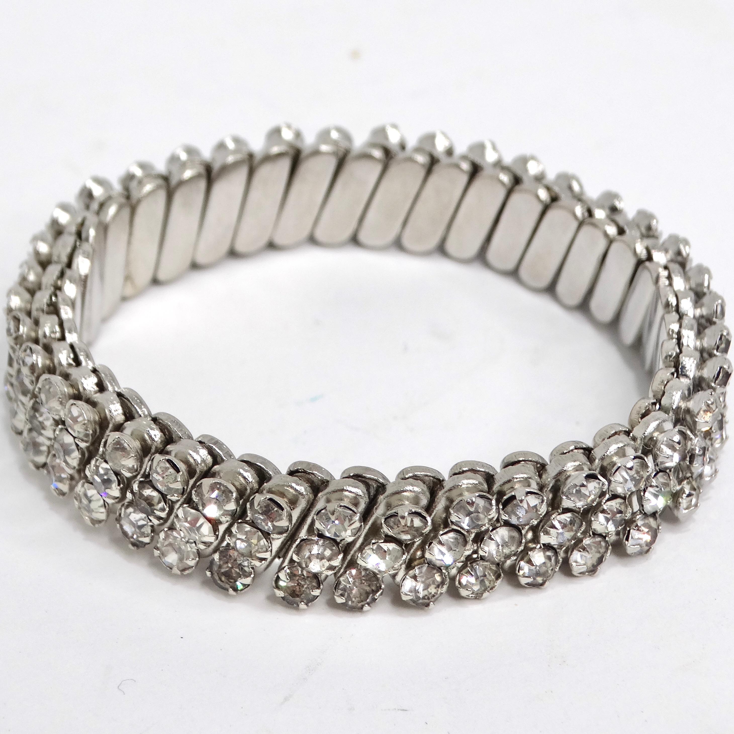 Round Cut 1980s Swarovski Crystal Adjustable Bracelet For Sale