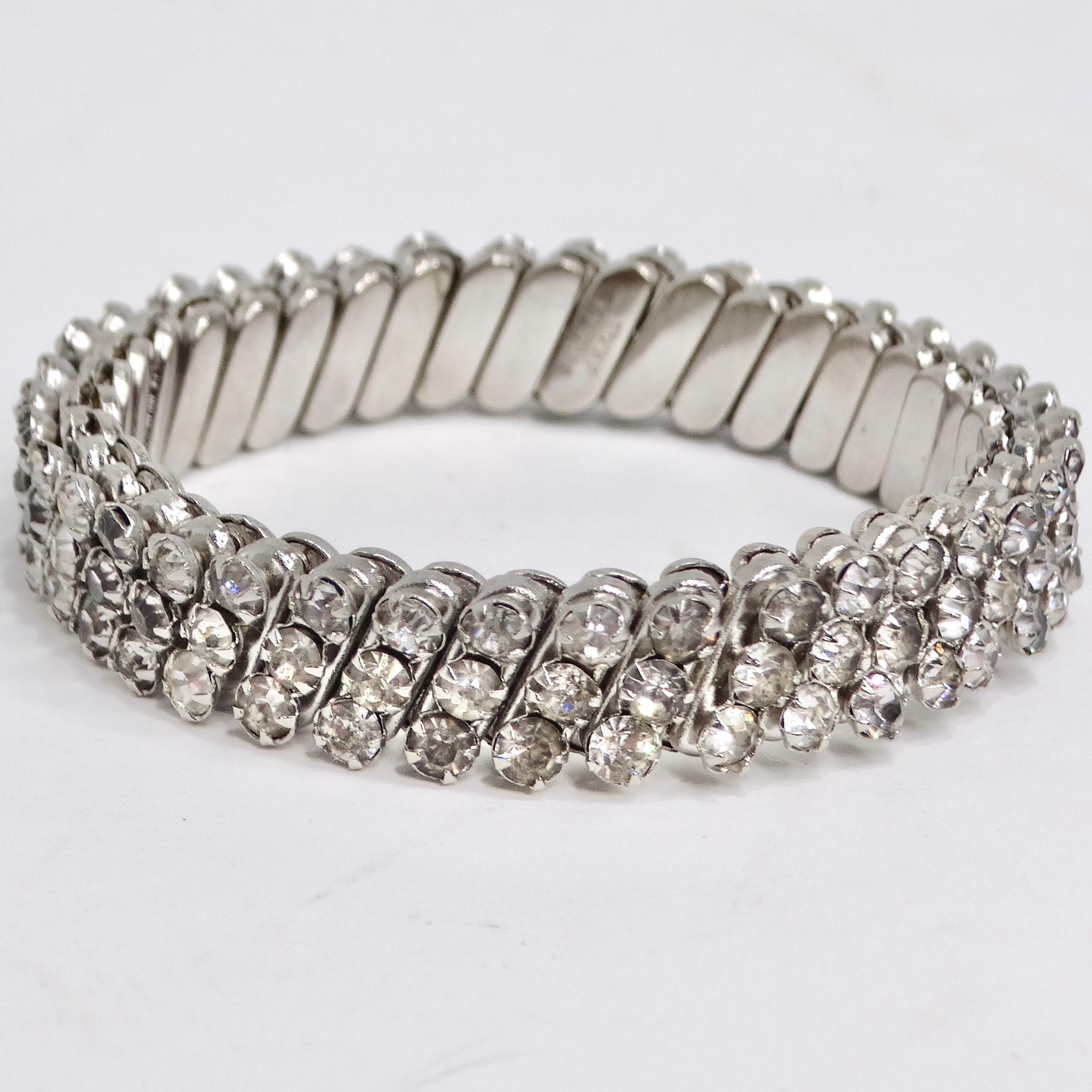 Women's or Men's 1980s Swarovski Crystal Adjustable Bracelet For Sale