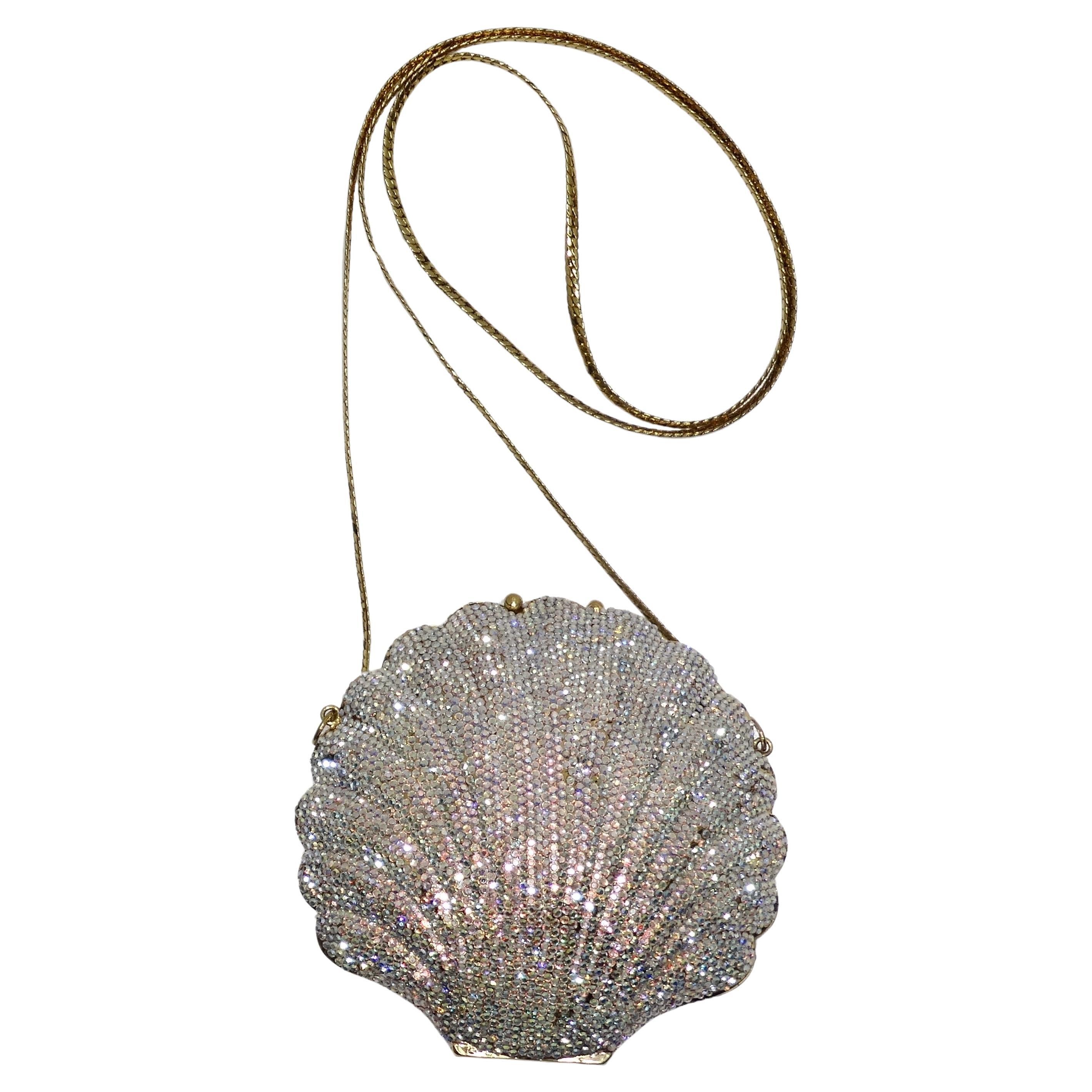 1980s Swarovski Crystal Sea Shell Handbag For Sale