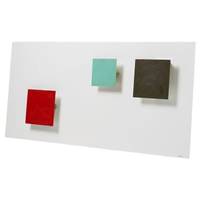 Lampes murales suédoises des années 1980 - Ensemble de trois carrés géométriques en rouge, bleu et noir en vente
