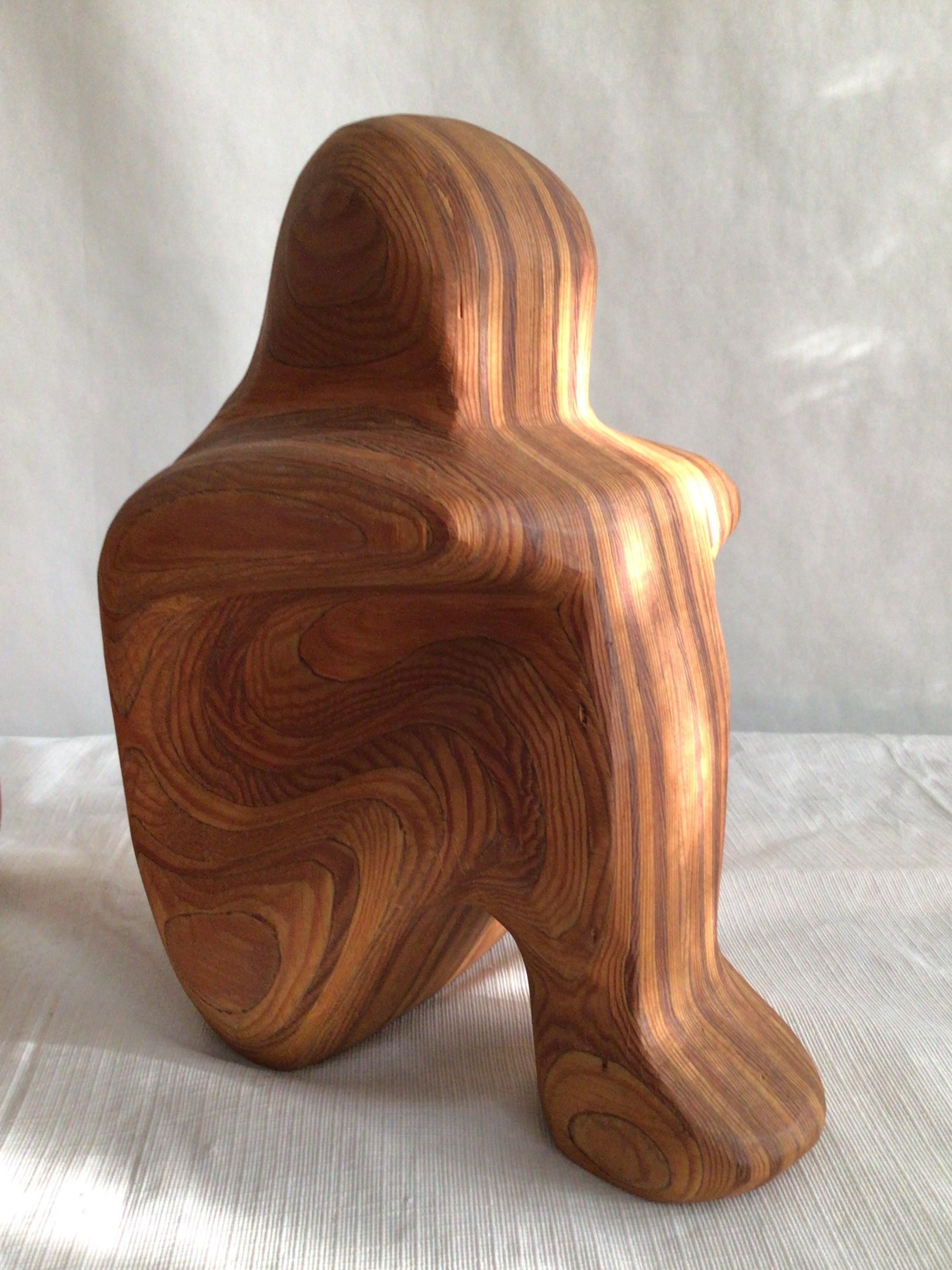 1980s Swirled Wood Sculptural Bookends For Sale 1