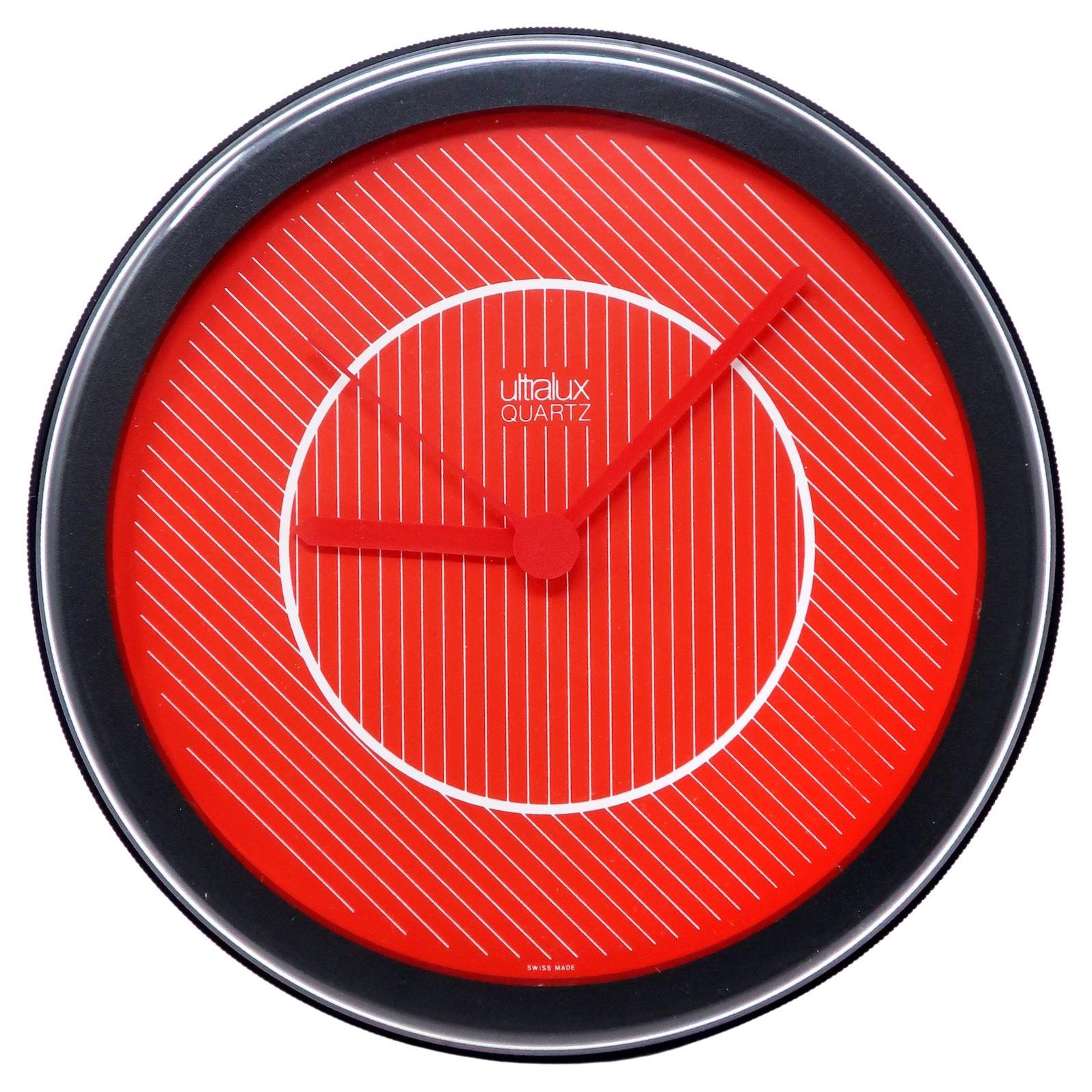 1980s Swiss Graphic Wall Clock by Utralux