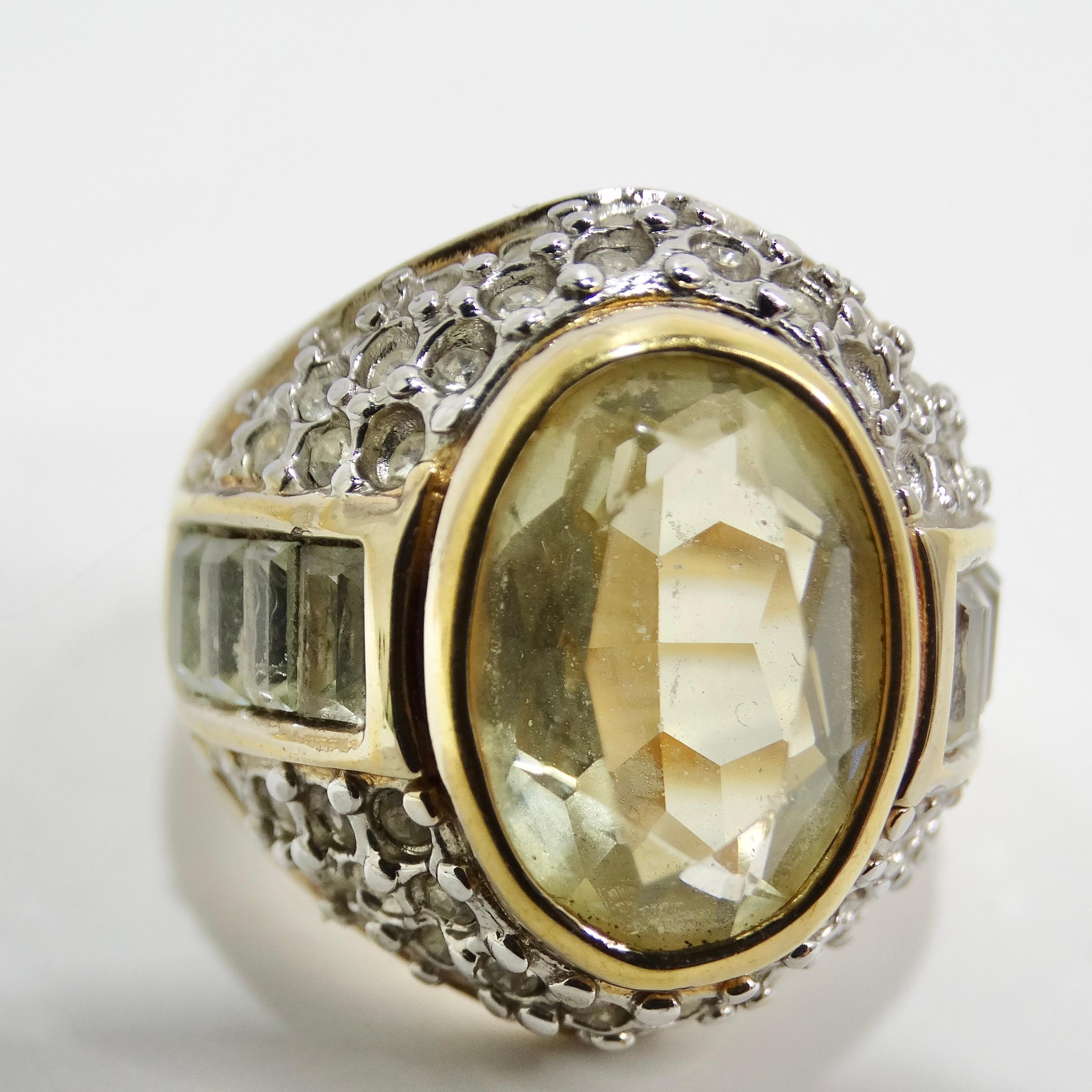 1980s Synthetic Citrine 18k Gold Plated Ring In Good Condition For Sale In Scottsdale, AZ