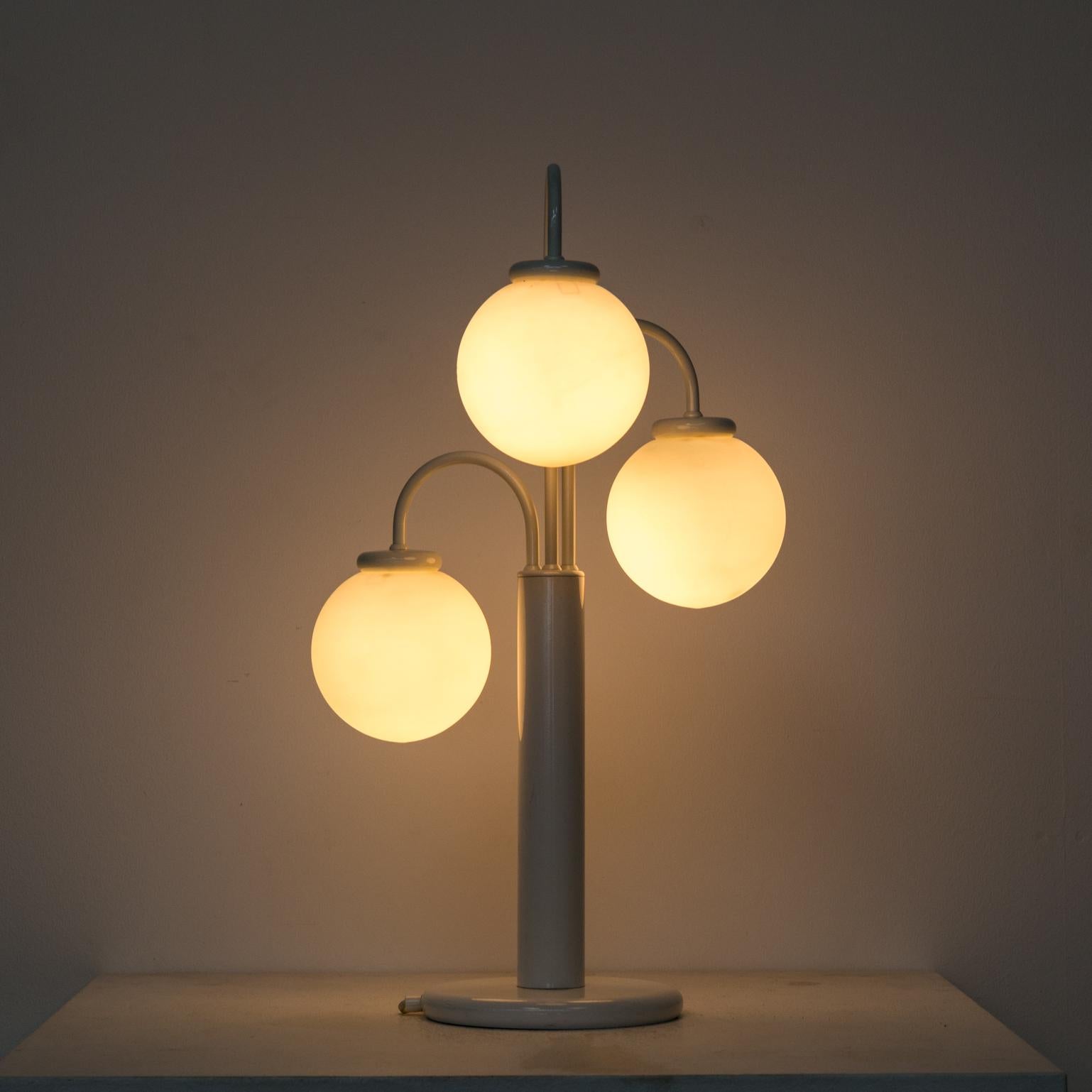 Frosted 1980s Table Lamp in the Style of Max Bill for Temde For Sale