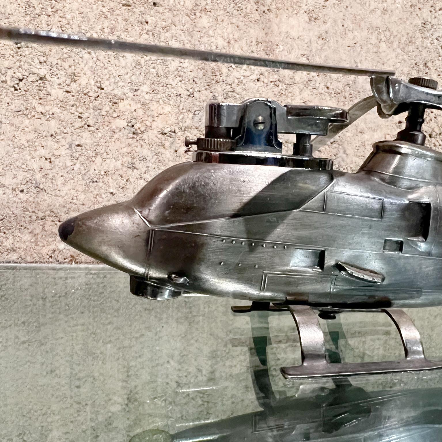 Japanese 1980s Table Lighter Chrome Plated Huey Cobra Helicopter Japan For Sale