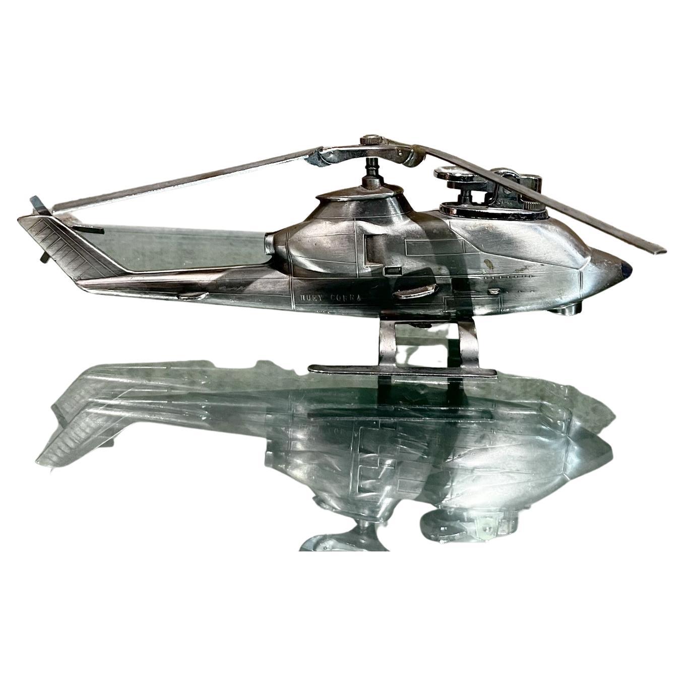 1980s Table Lighter Chrome Plated Huey Cobra Helicopter Japan