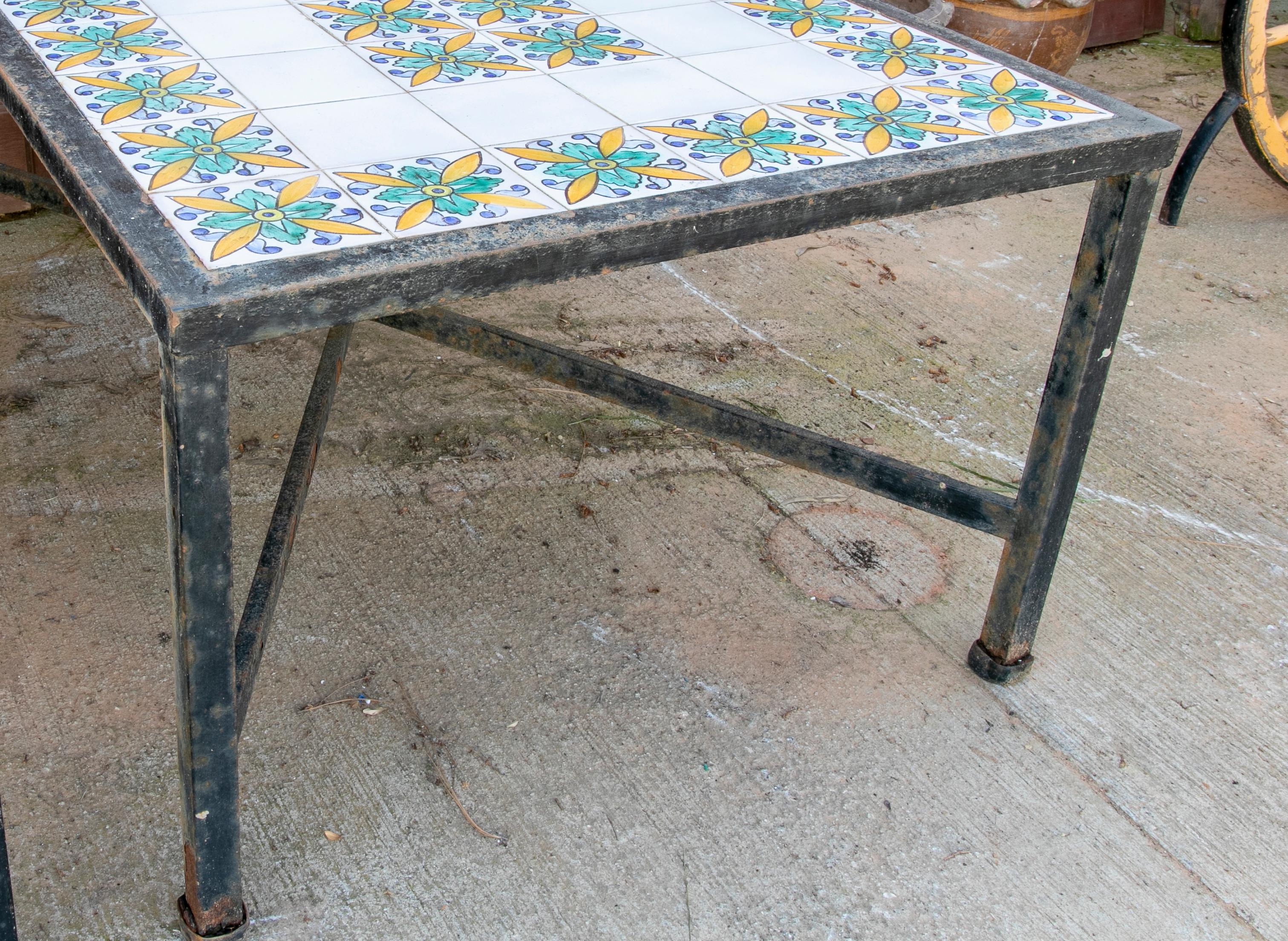 coffee table with tiles on top