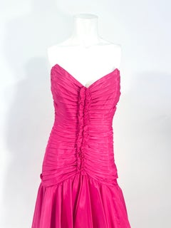 1980s Tadashi Hot Pink Cocktail Dress