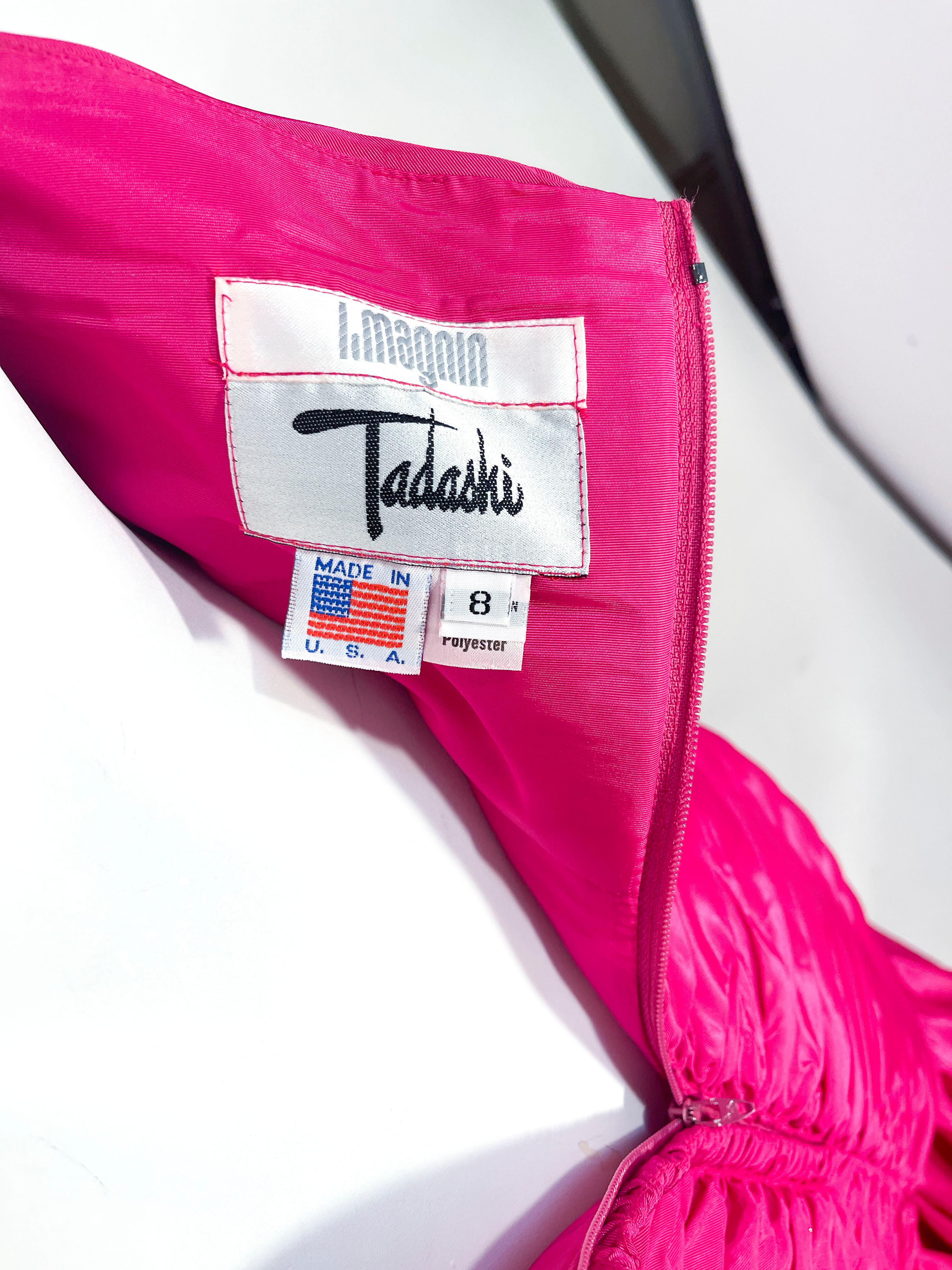 1980s Tadashi Hot Pink Cocktail Dress For Sale 2