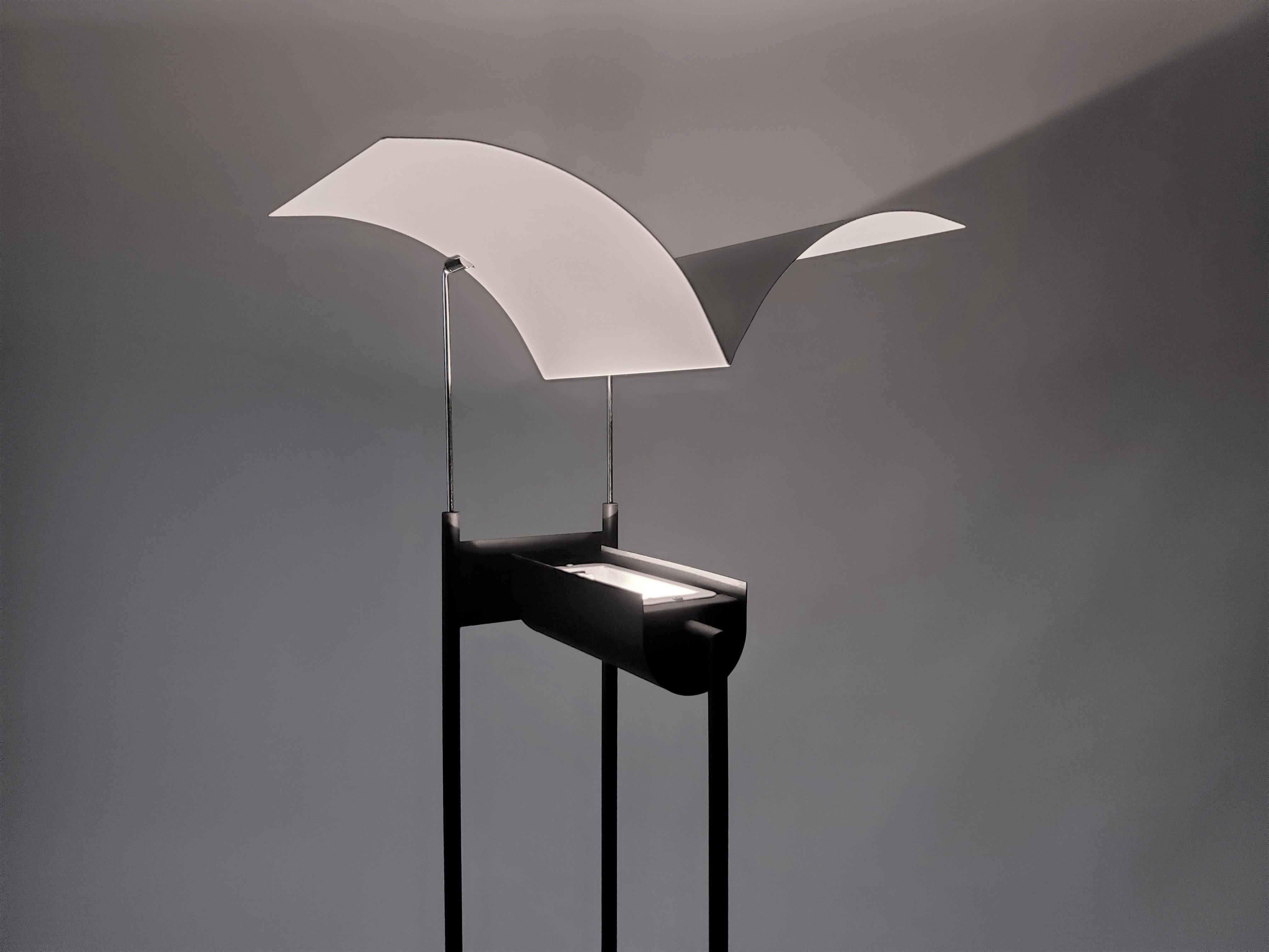 1980s Tall Halogen Floor Lamp 'Bird in Flight', Italy 4