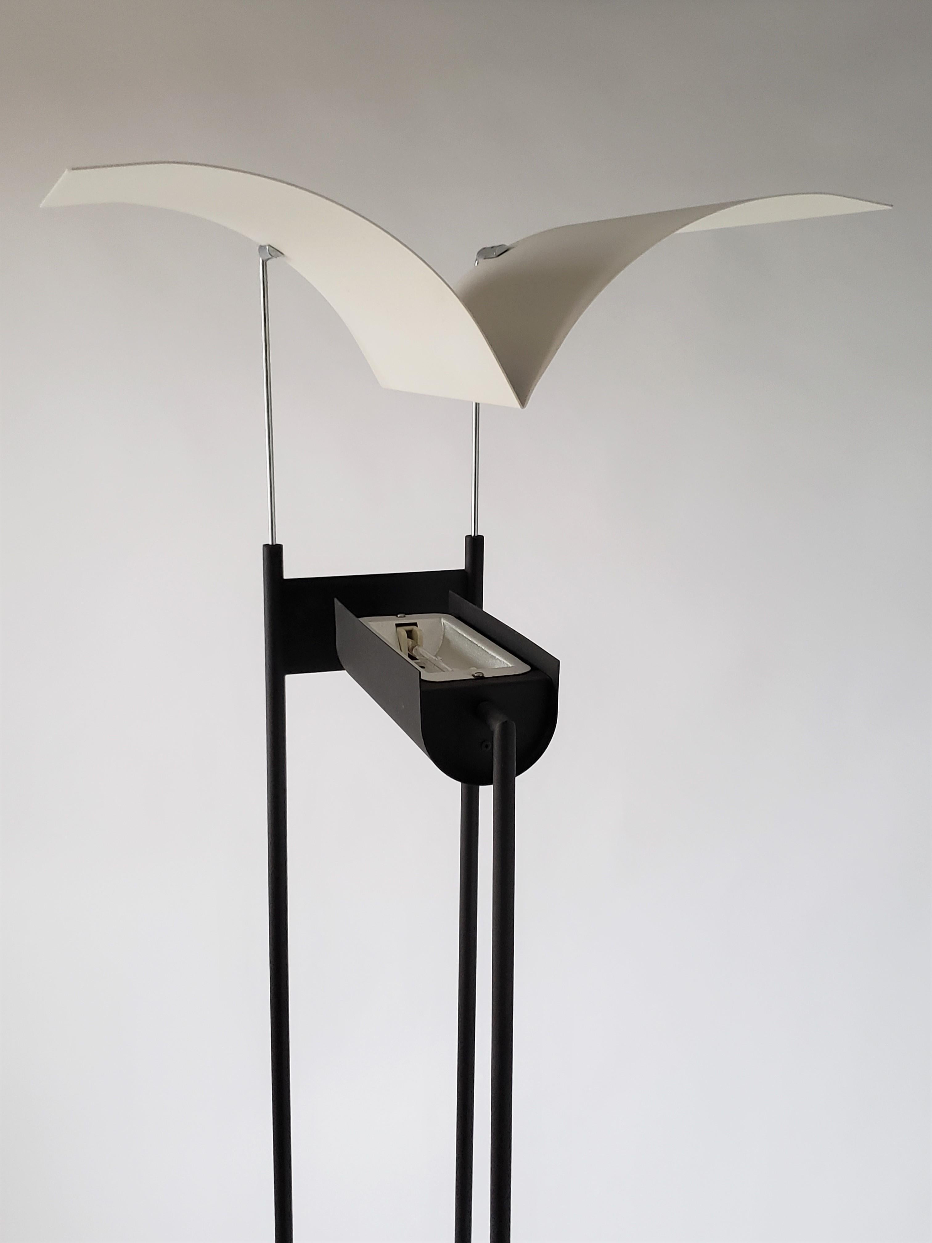 Powder-Coated 1980s Tall Halogen Floor Lamp 'Bird in Flight', Italy