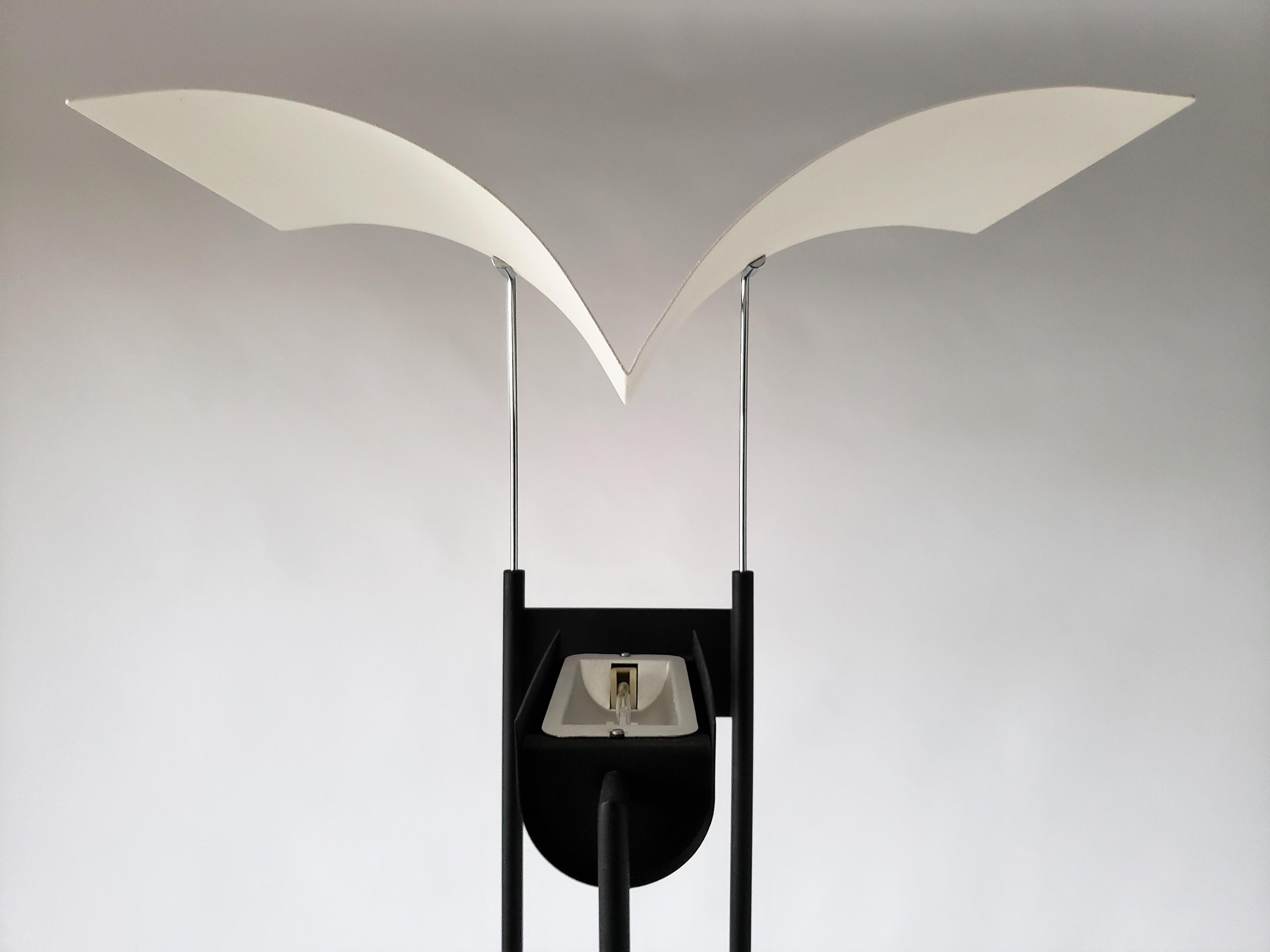 Aluminum 1980s Tall Halogen Floor Lamp 'Bird in Flight', Italy