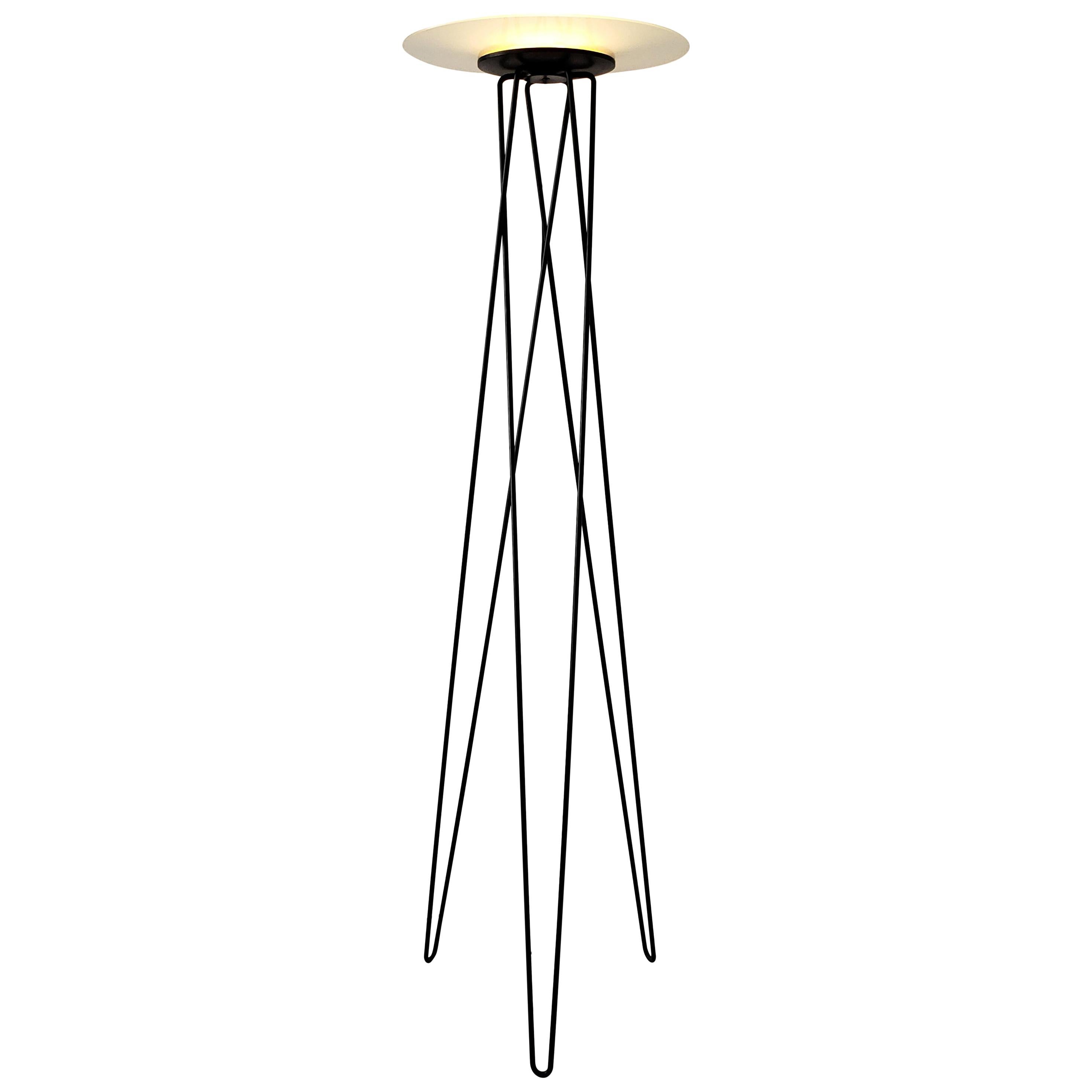 1980s Tall Halogen Floor Lamp with Hairpin Leg, Italy For Sale