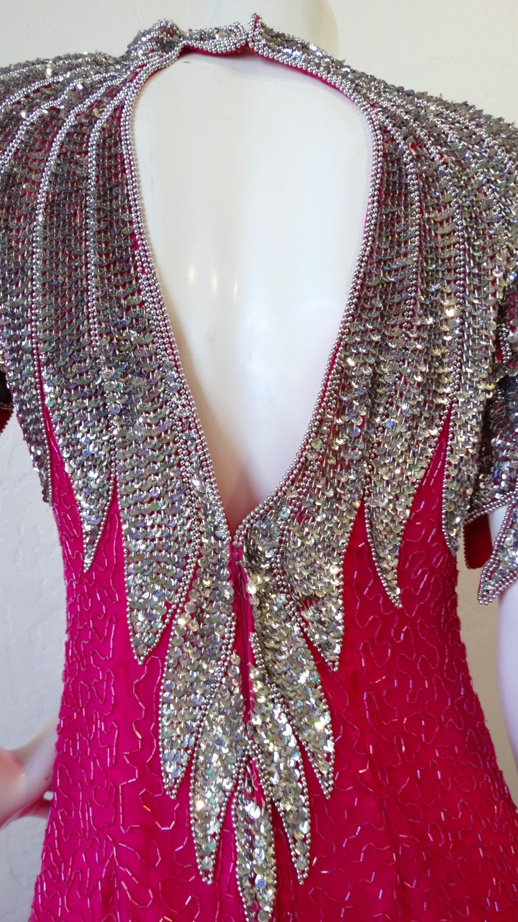 Tan-Chho 1980s Beaded Hot Pink Gown 9