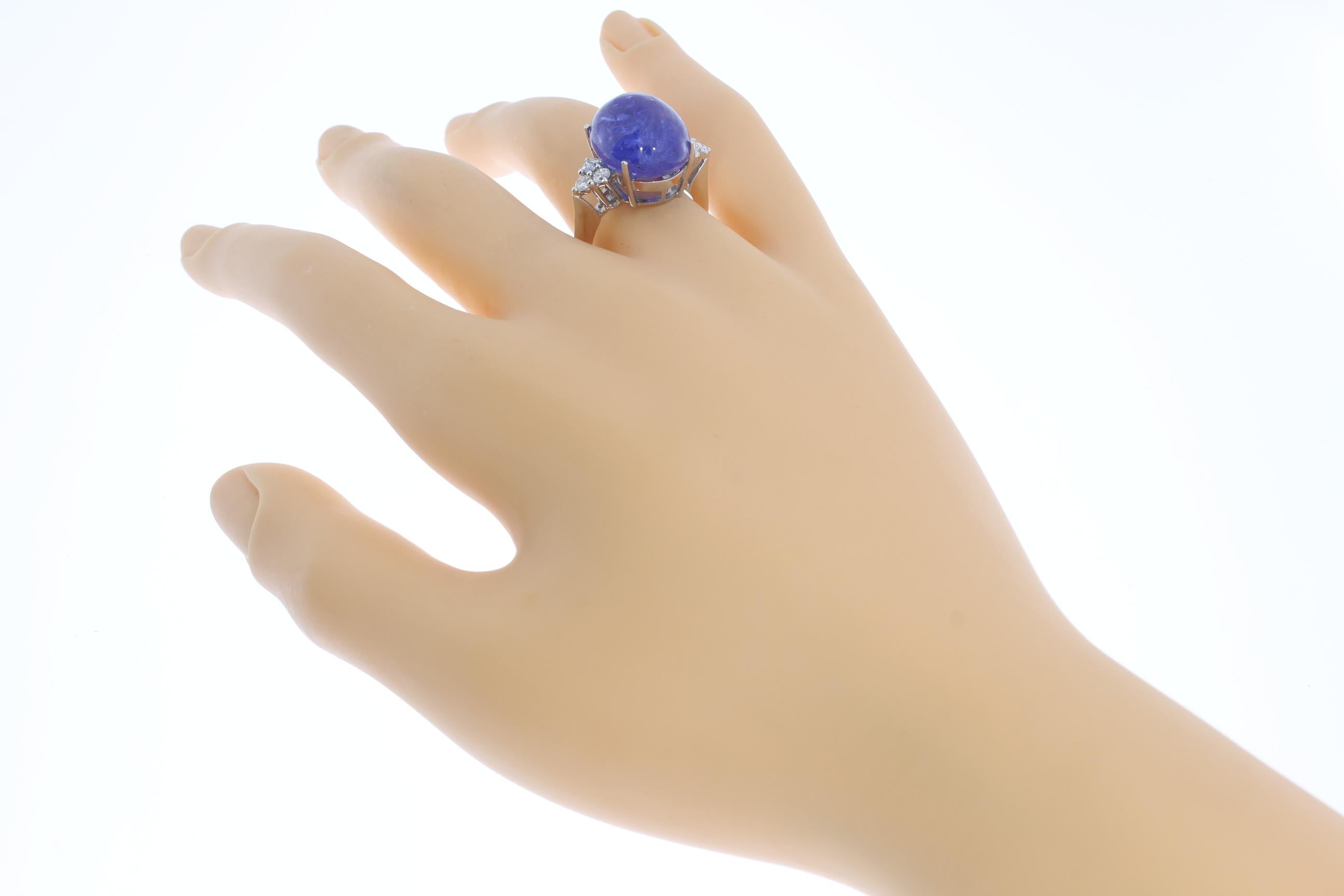 1980s Tanzanite Diamonds Gold Ring For Sale 5