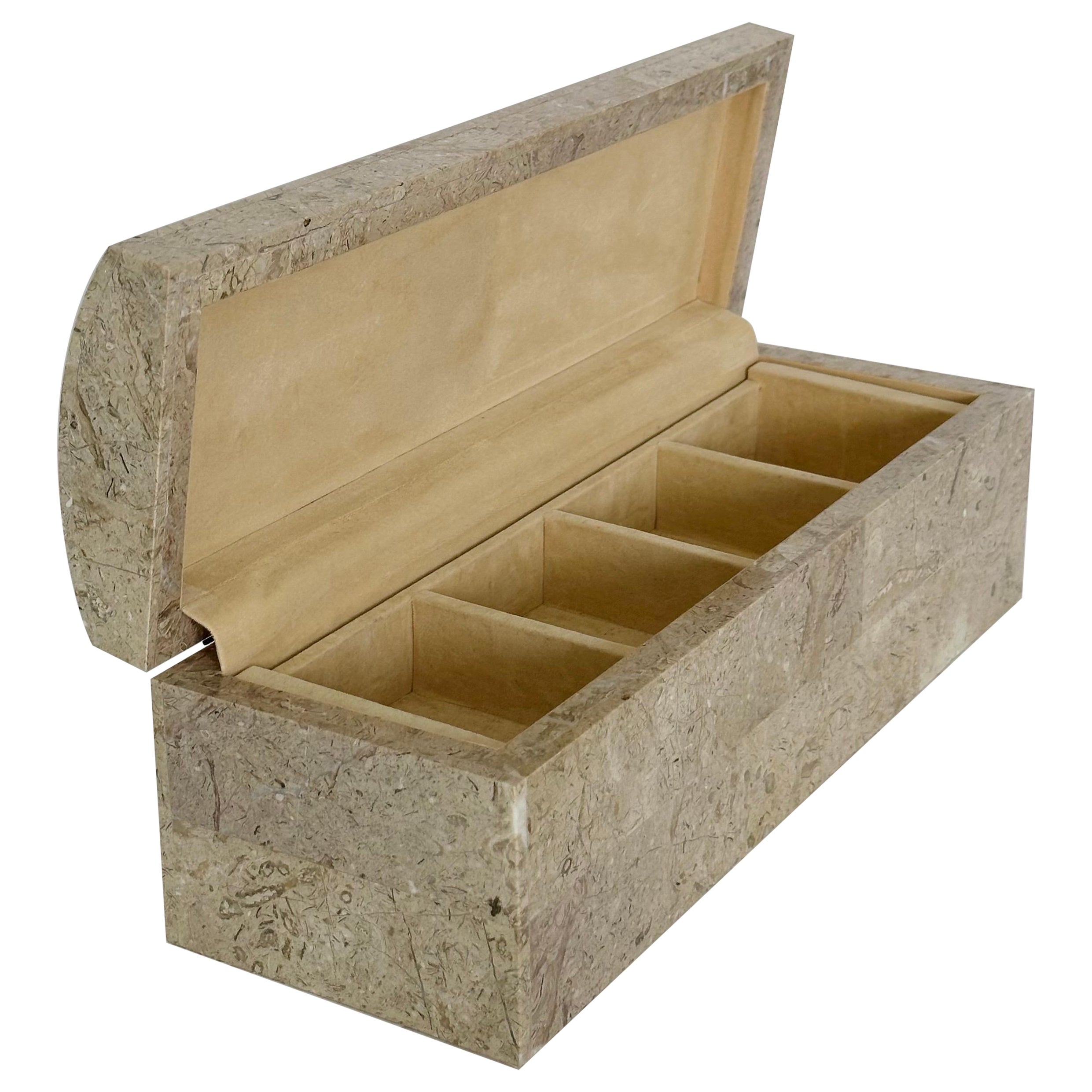 1980s Tavola Oggetti Rectangular Marble Jewelry Box