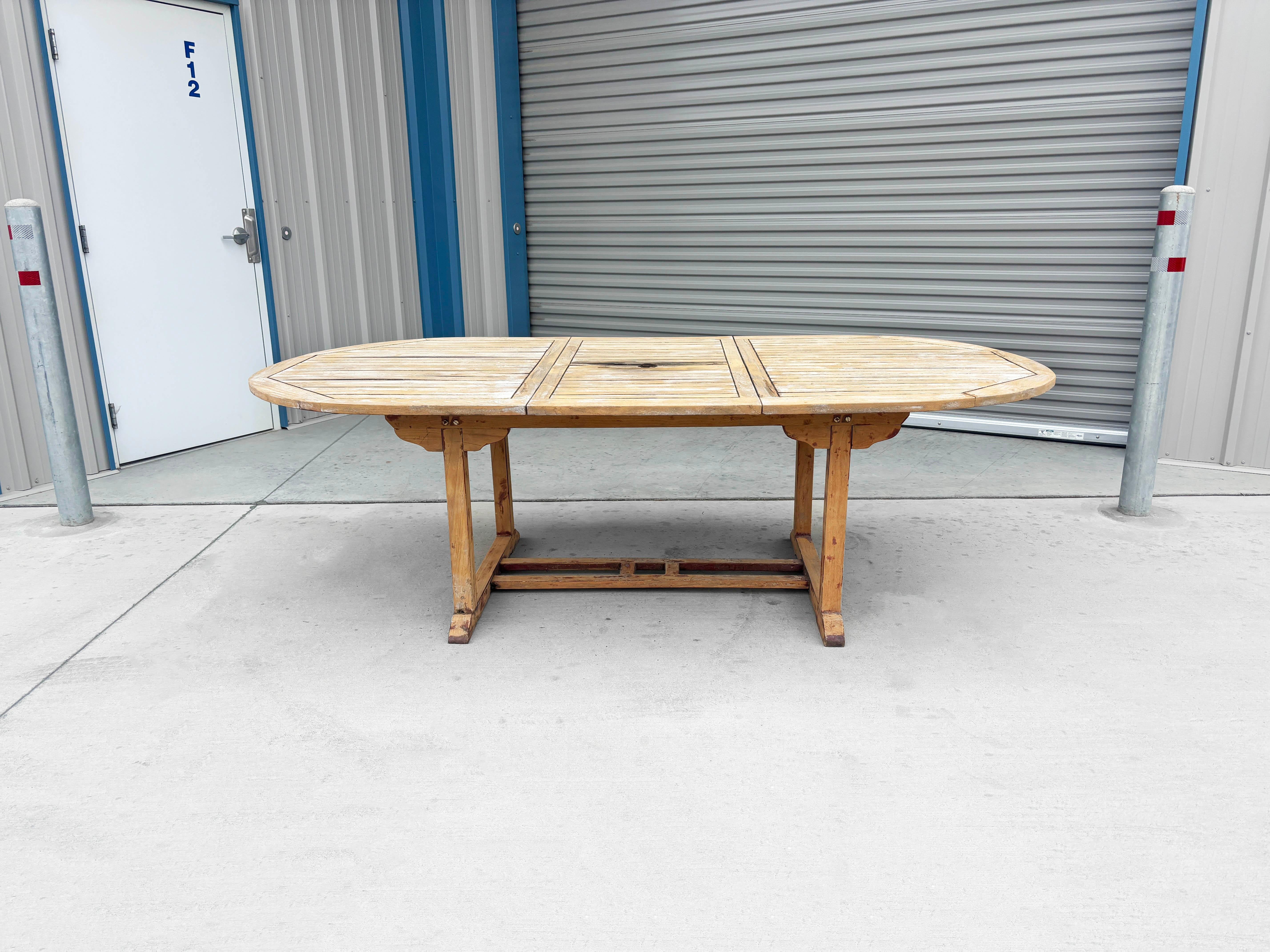 1980s Teak Patio Dining Table & 8 Chairs 4