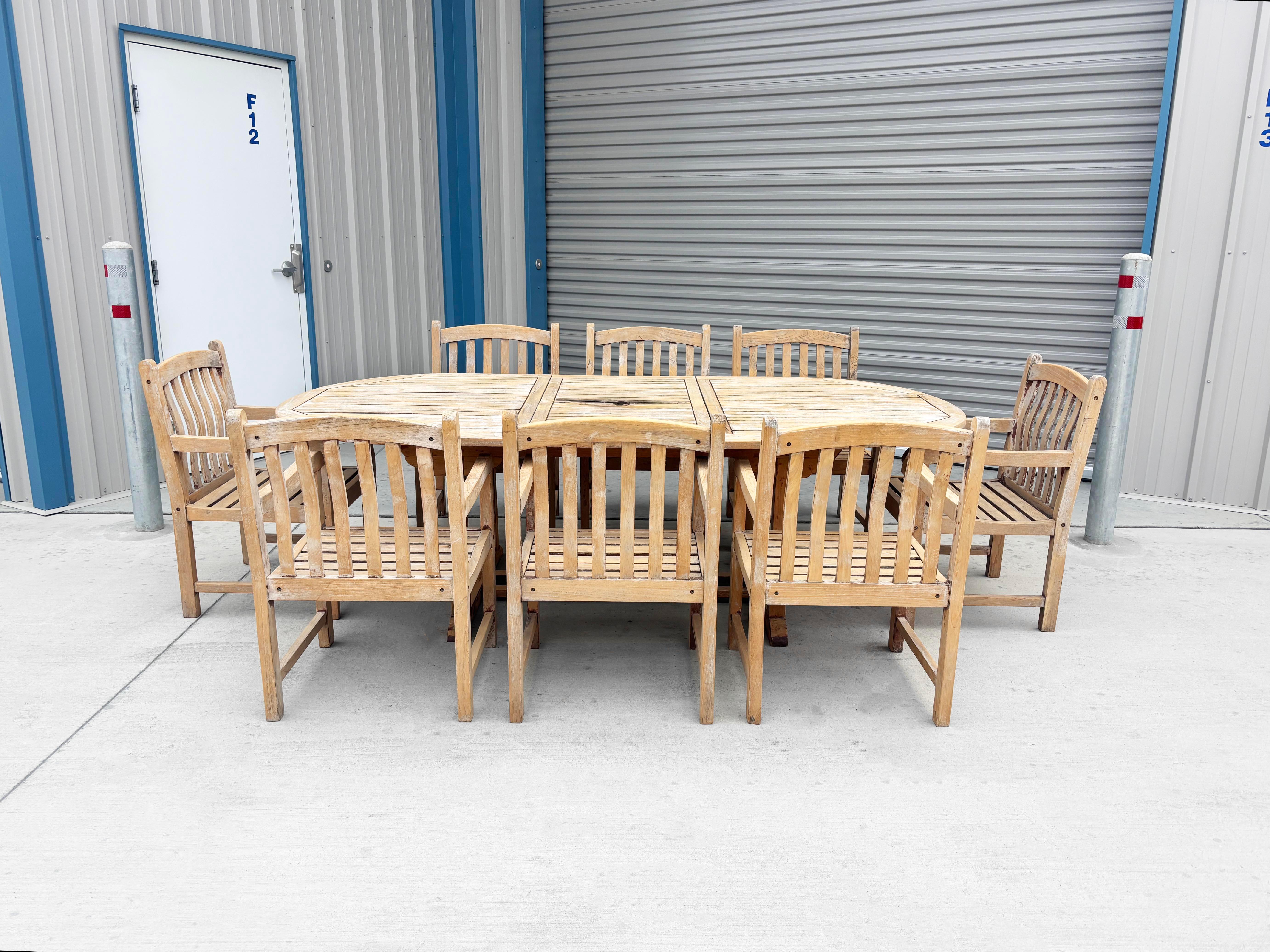 ✨ Vintage Teak Elegance from the 1980s ✨

This stunning Oval Teak Patio Dining Table set is a timeless piece from the 1980s that effortlessly combines style, quality, and functionality. Crafted from richly grained solid teak, it features a