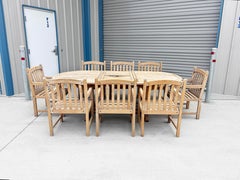 1980s Teak Patio Dining Table & 8 Chairs