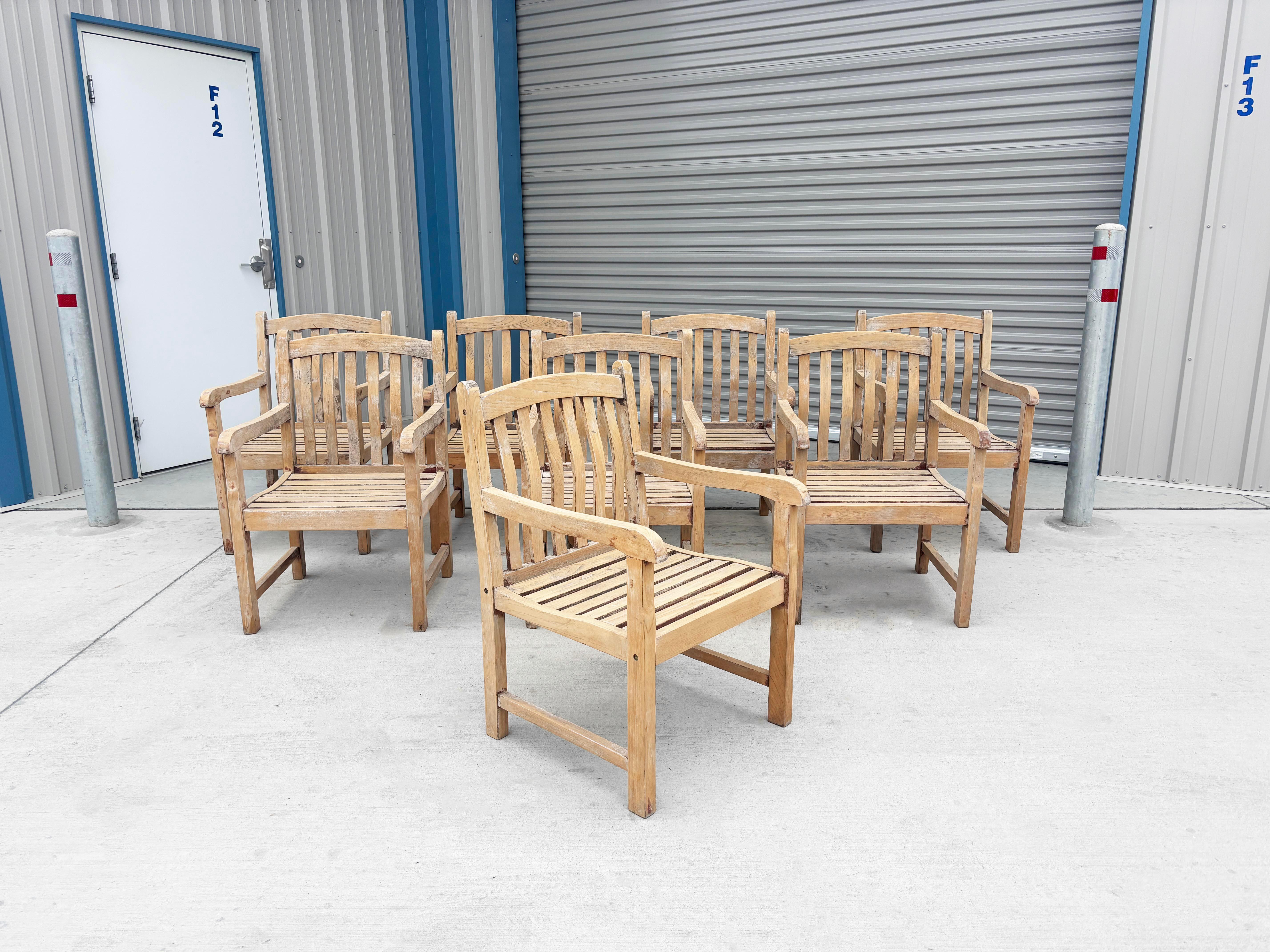 Late 20th Century 1980s Teak Patio Dining Table & 8 Chairs