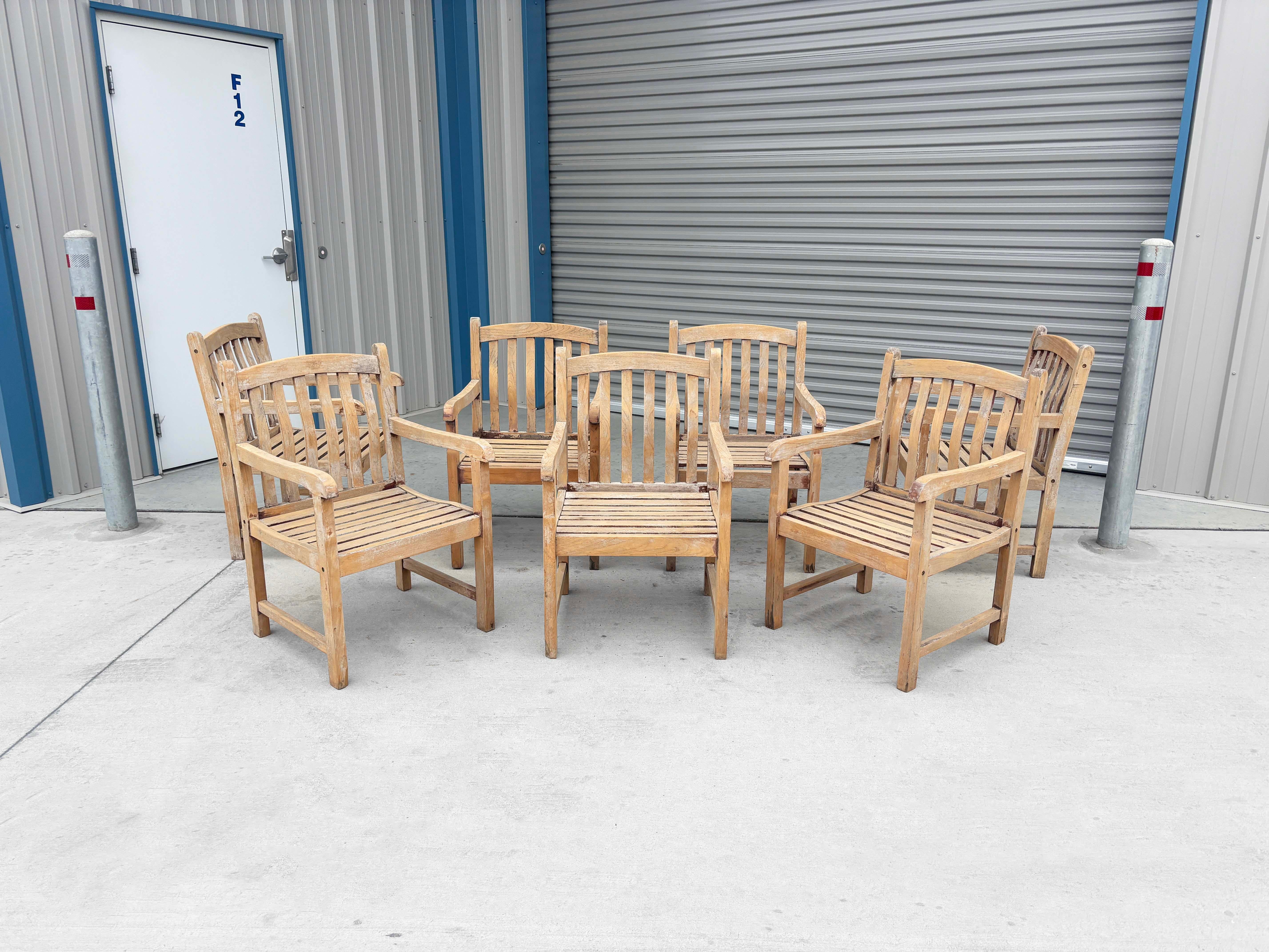 1980s Teak Patio Dining Table & 8 Chairs 1