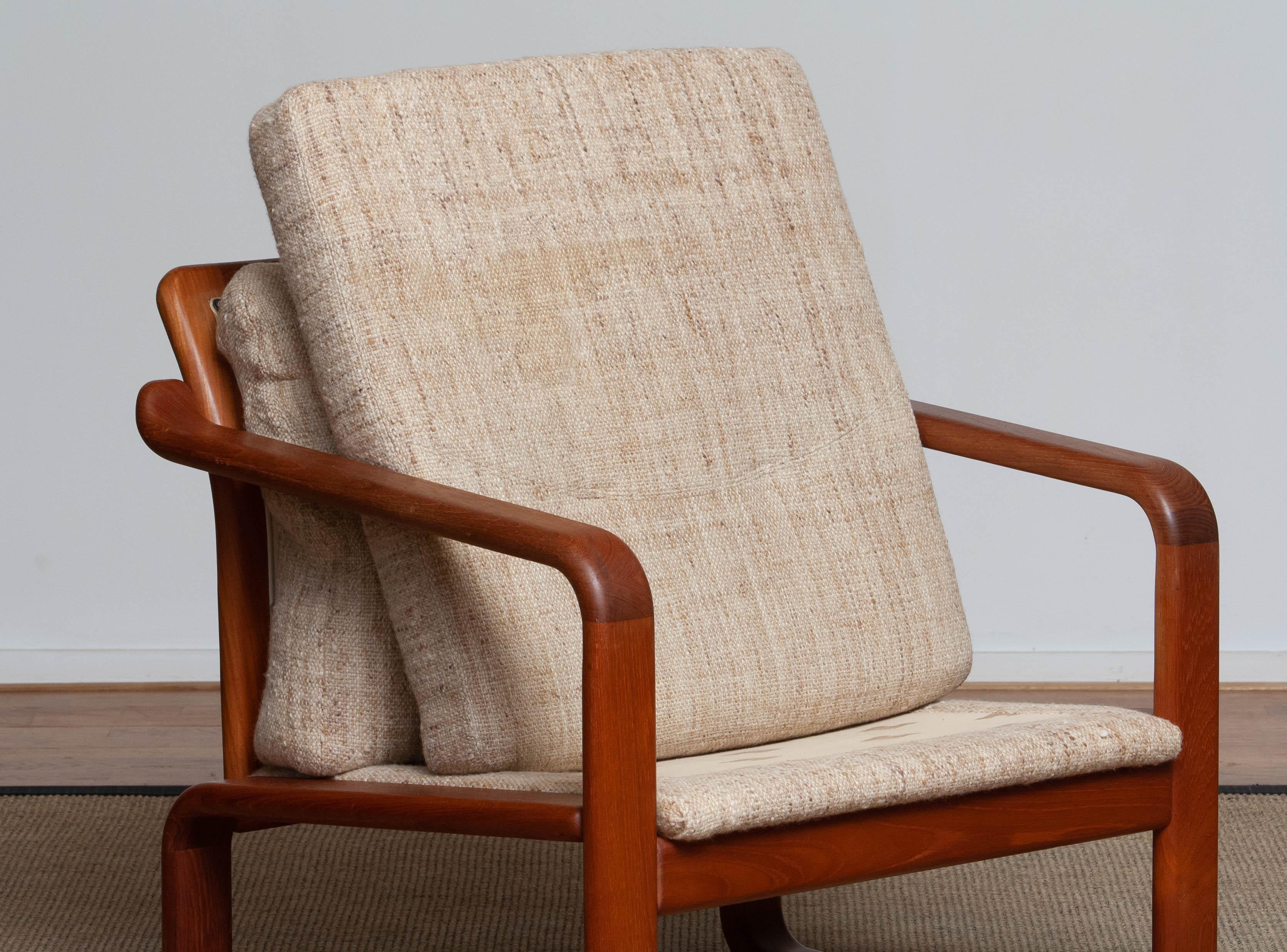 1980's Teak with Wool Cushions Lounge / Easy / Club Chair by Hs Design, Denmark For Sale 1
