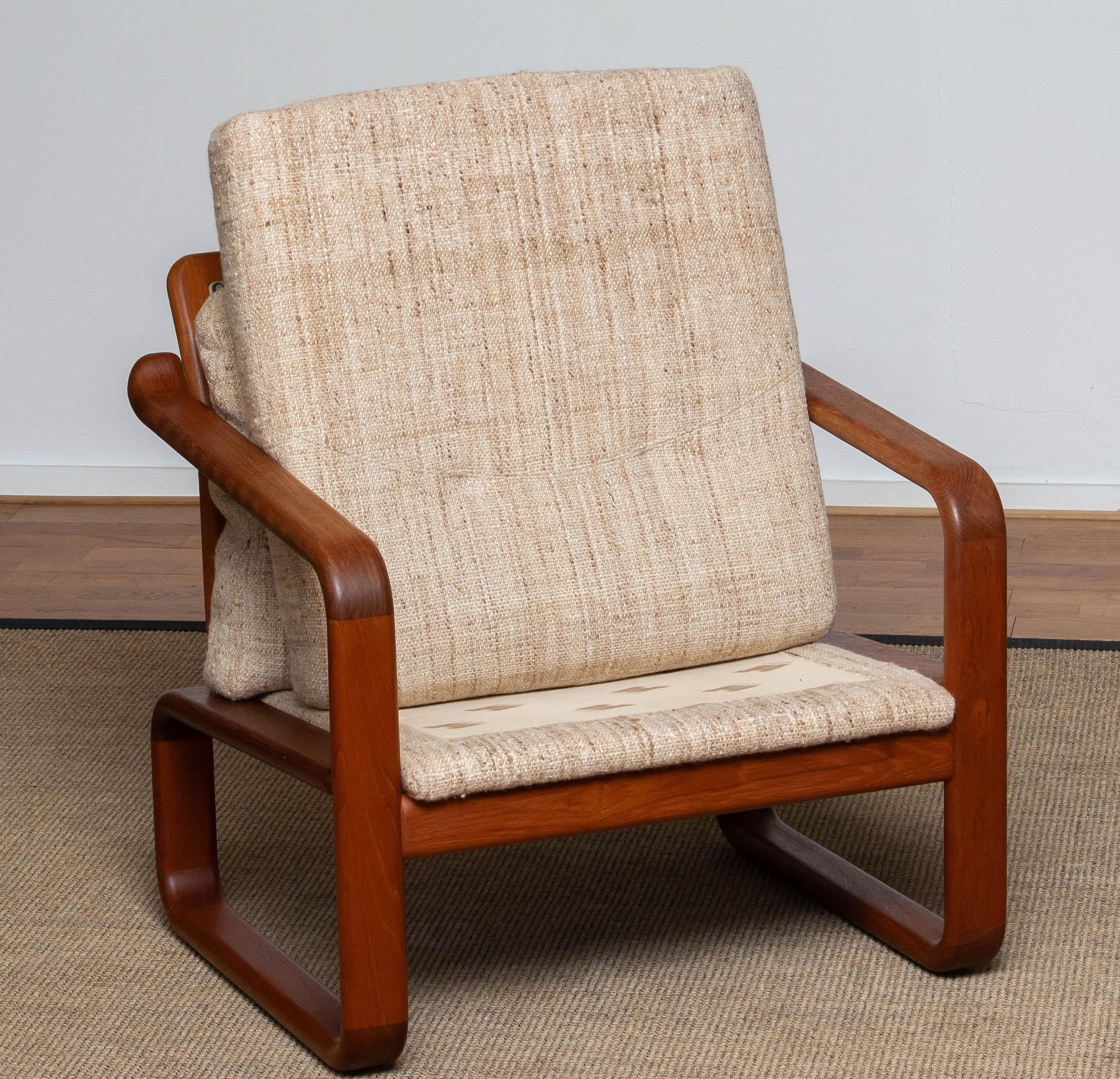 1980's Teak with Wool Cushions Lounge / Easy / Club Chair by HS Design Denmark For Sale 1