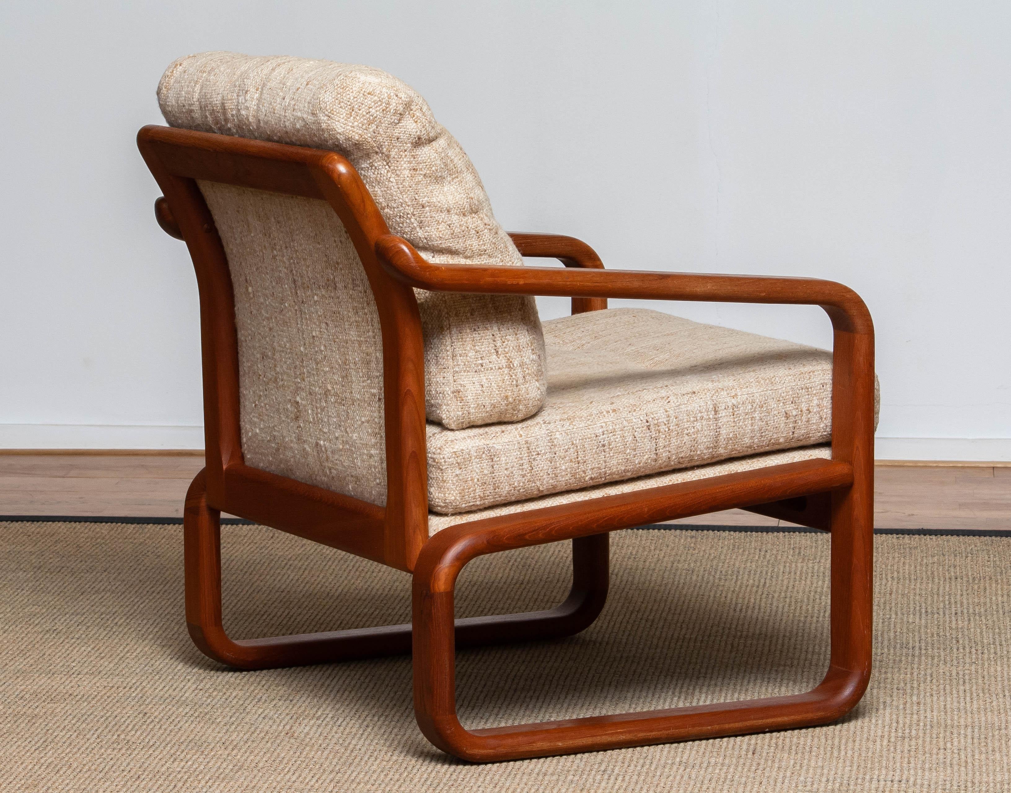 Scandinavian Modern 1980's Teak with Wool Cushions Lounge / Easy / Club Chair by Hs Design, Denmark For Sale
