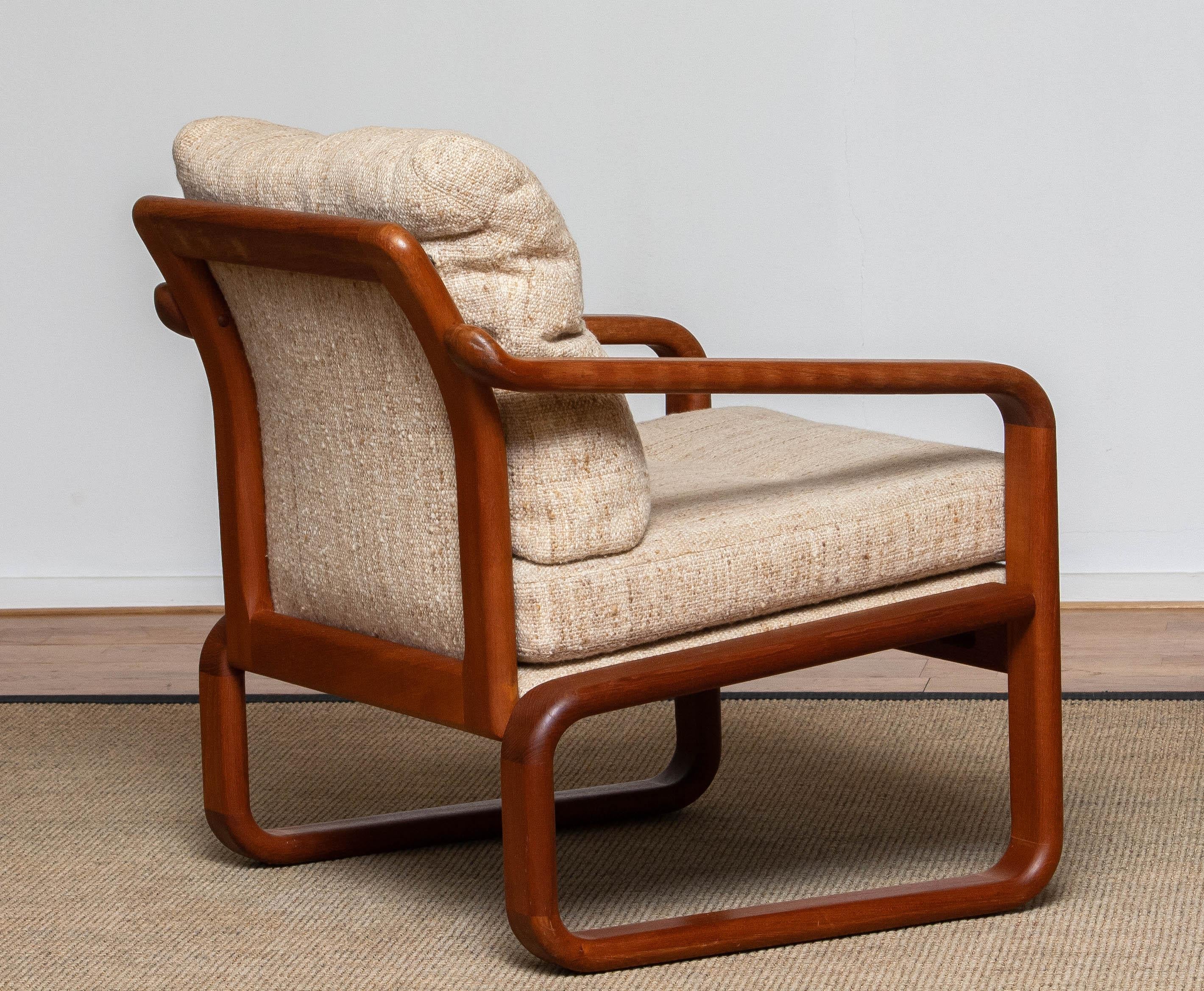 Scandinavian Modern 1980's Teak with Wool Cushions Lounge / Easy / Club Chair by HS Design Denmark For Sale