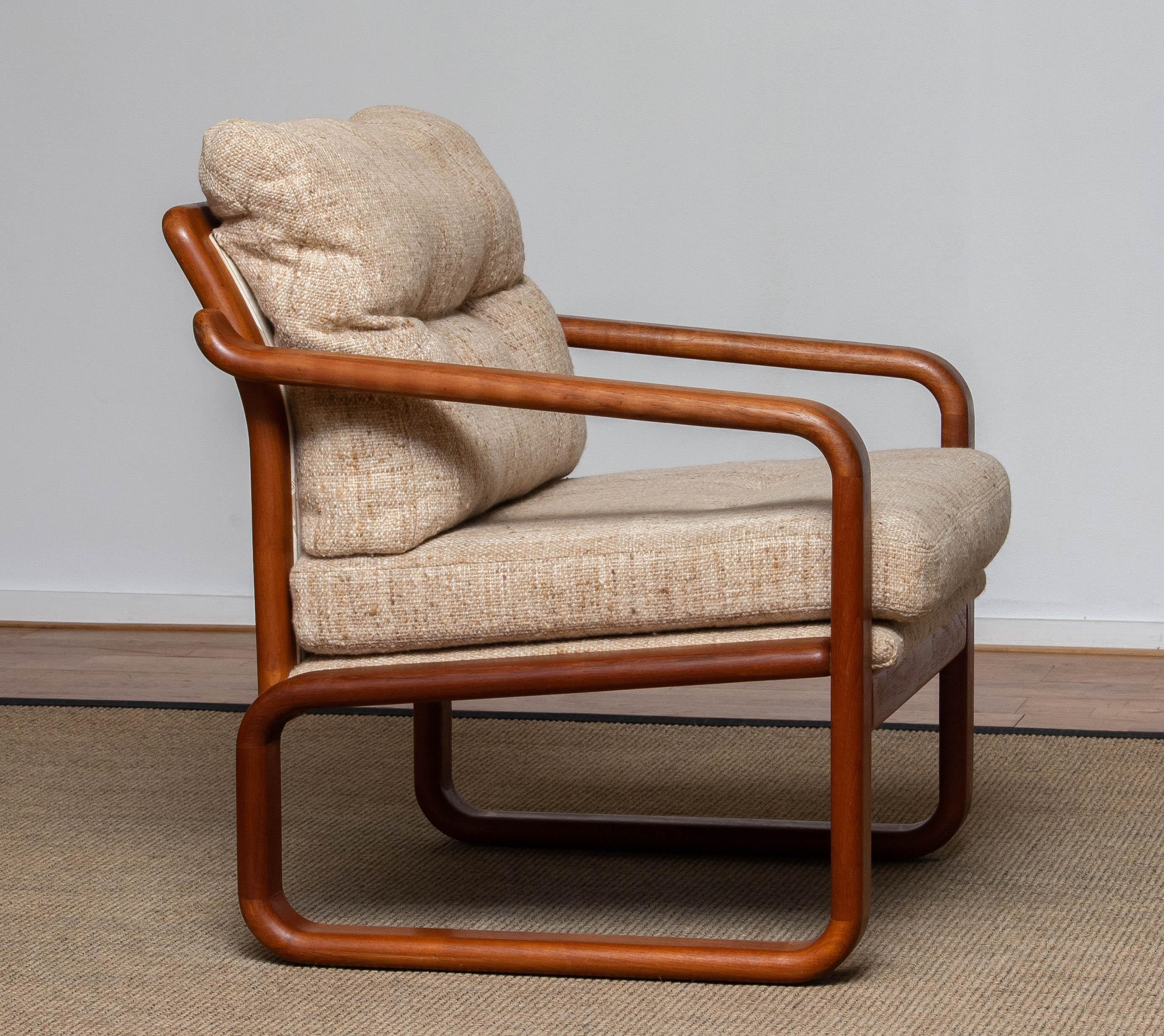 Danish 1980's Teak with Wool Cushions Lounge / Easy / Club Chair by HS Design Denmark For Sale