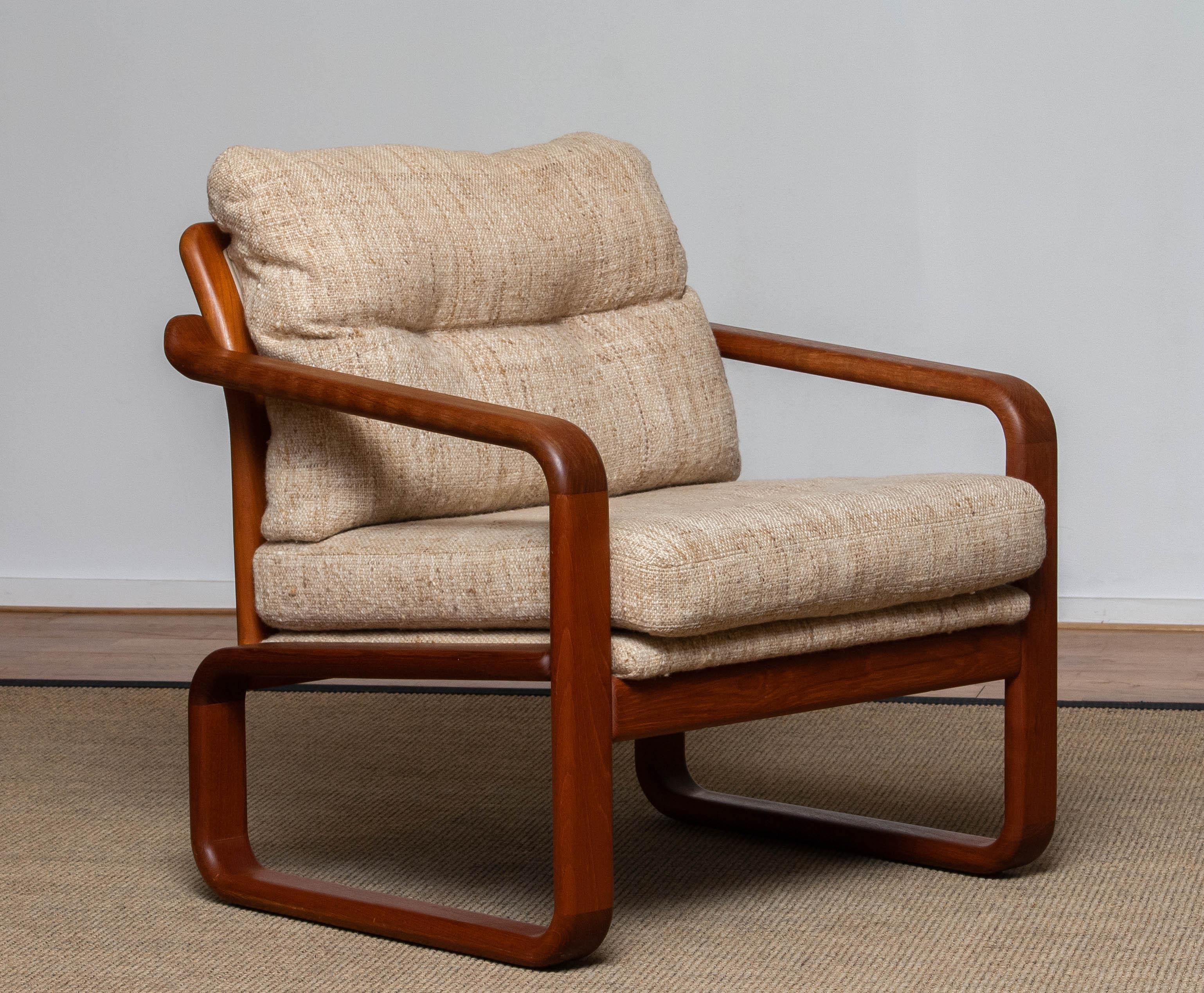 1980's Teak with Wool Cushions Lounge / Easy / Club Chair by HS Design Denmark In Good Condition For Sale In Silvolde, Gelderland