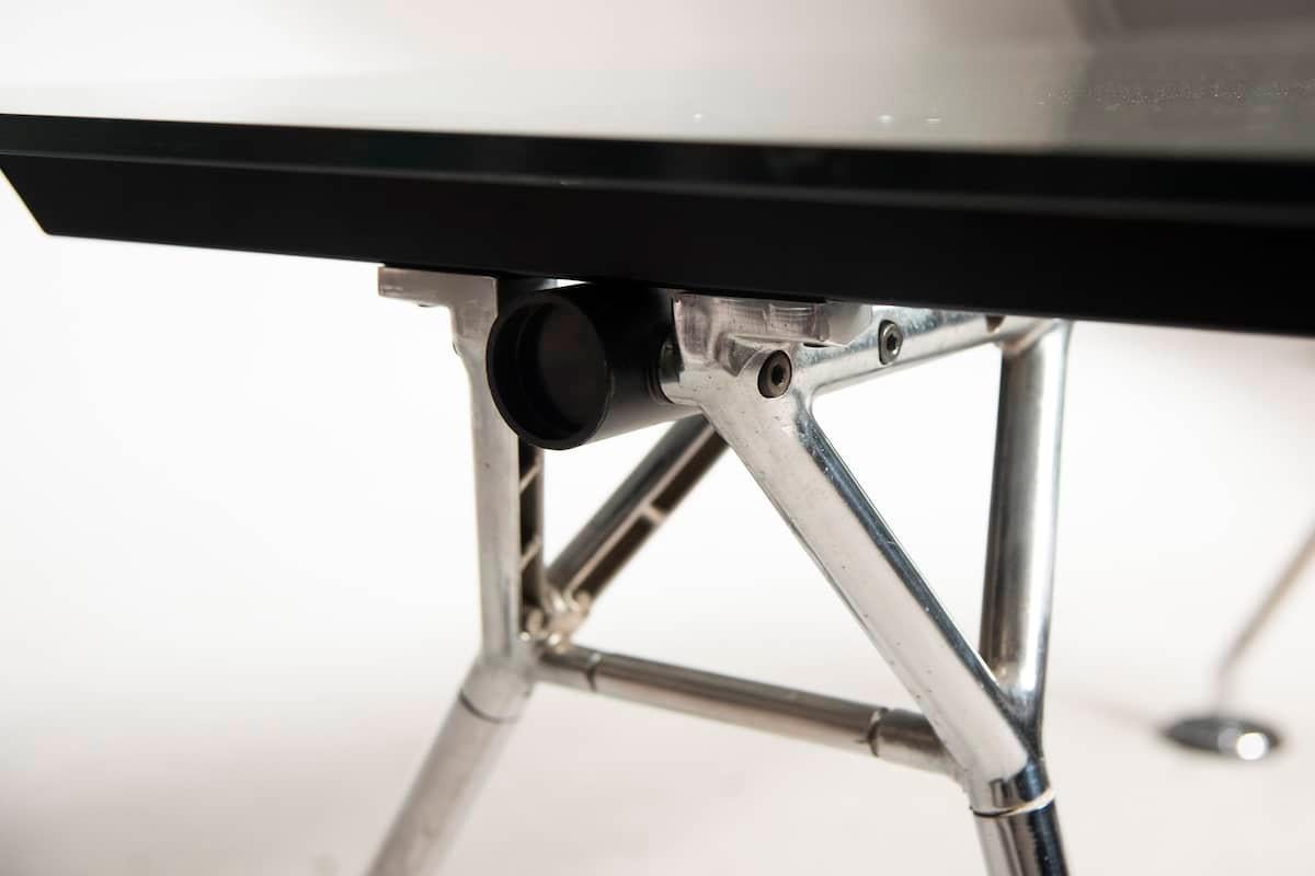 1980s Tecno by Norman Foster Christal top Steel Structure Nomos Desk Table  2