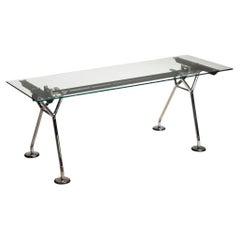 Used 1980s Tecno by Norman Foster Christal top Steel Structure Nomos Desk Table 