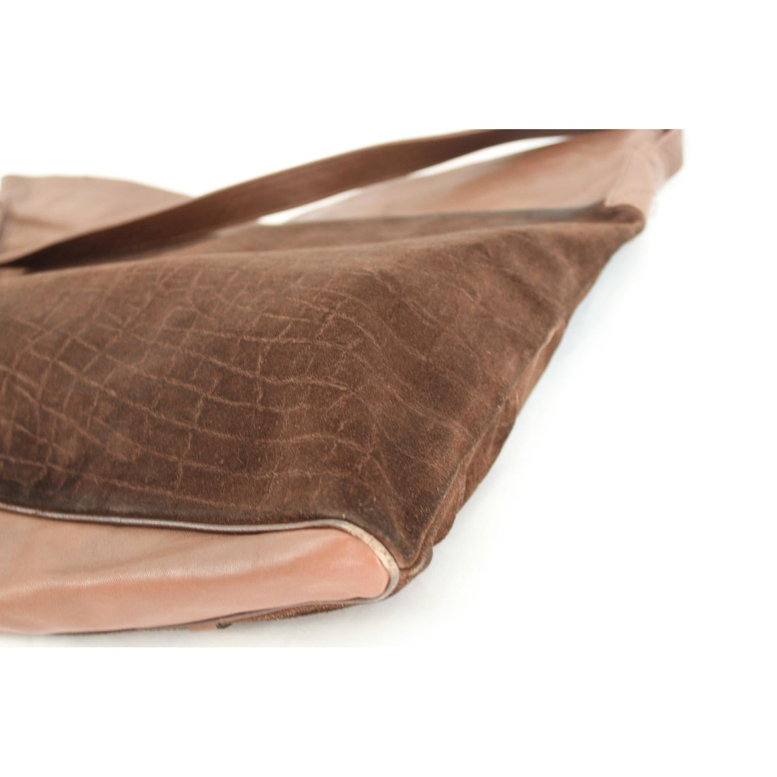 1980 Ted Lapidus Paris Brown Leather Suede Tote Bag  Pour femmes en vente