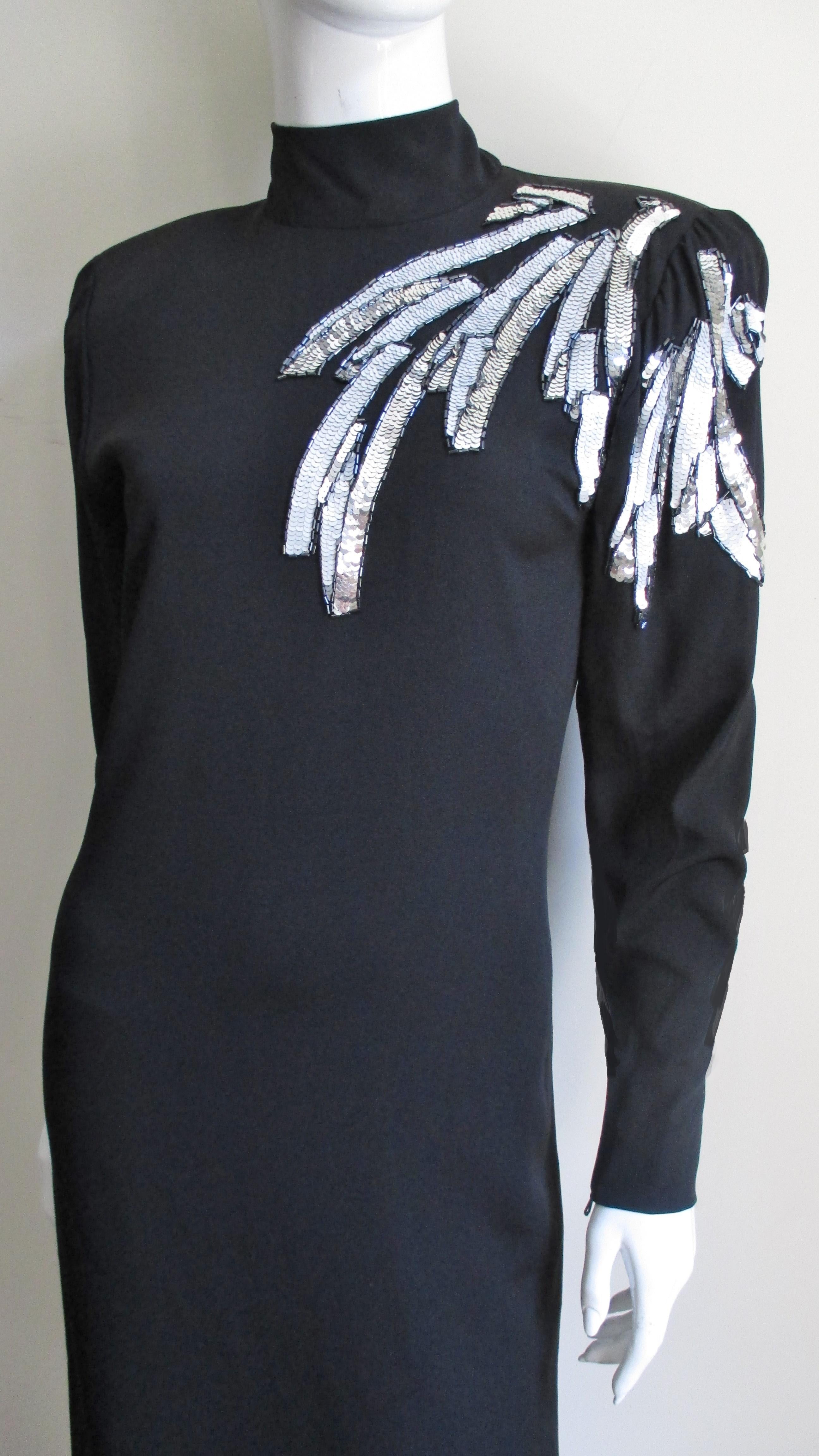 Black Ted Lapidus Haute Couture Dress 1980s For Sale