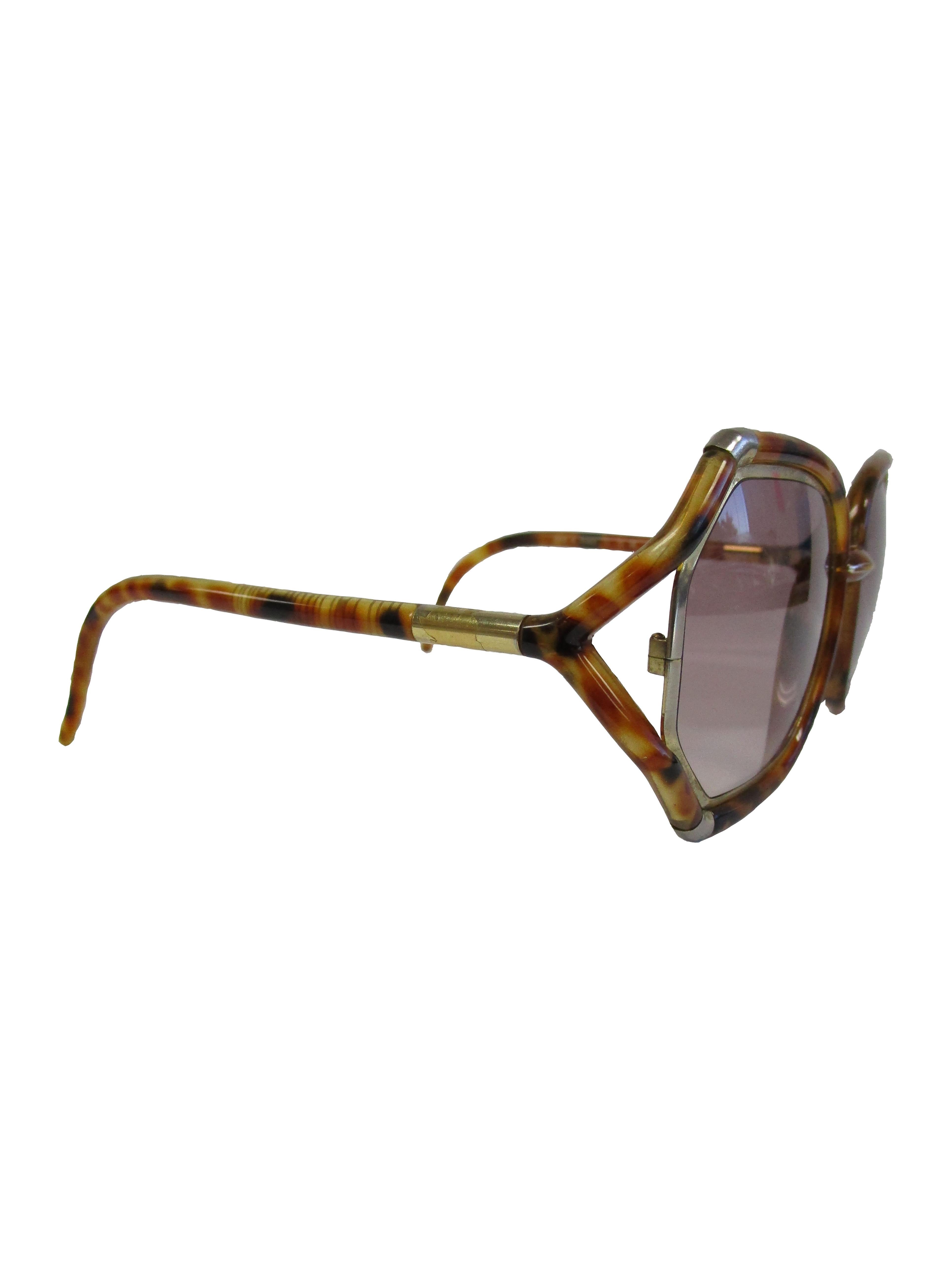 Brown 1980s Ted Lapidus Tortoise Sunglasses 