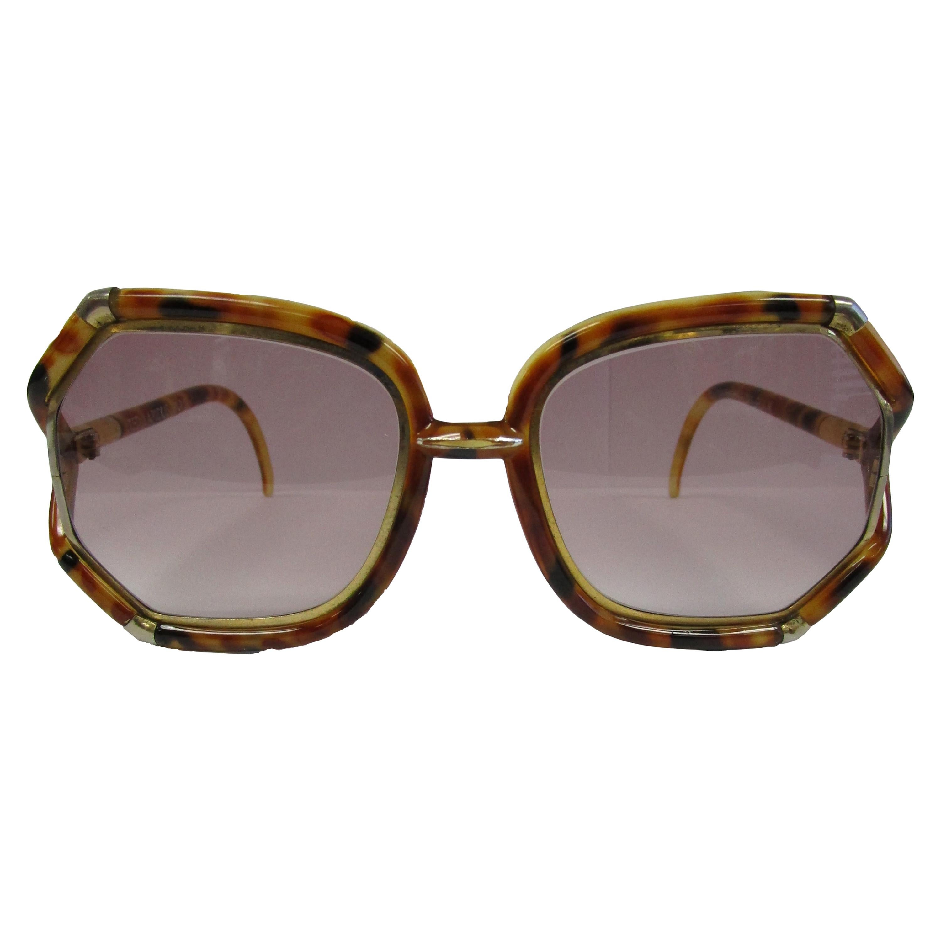 1980s Ted Lapidus Tortoise Sunglasses 