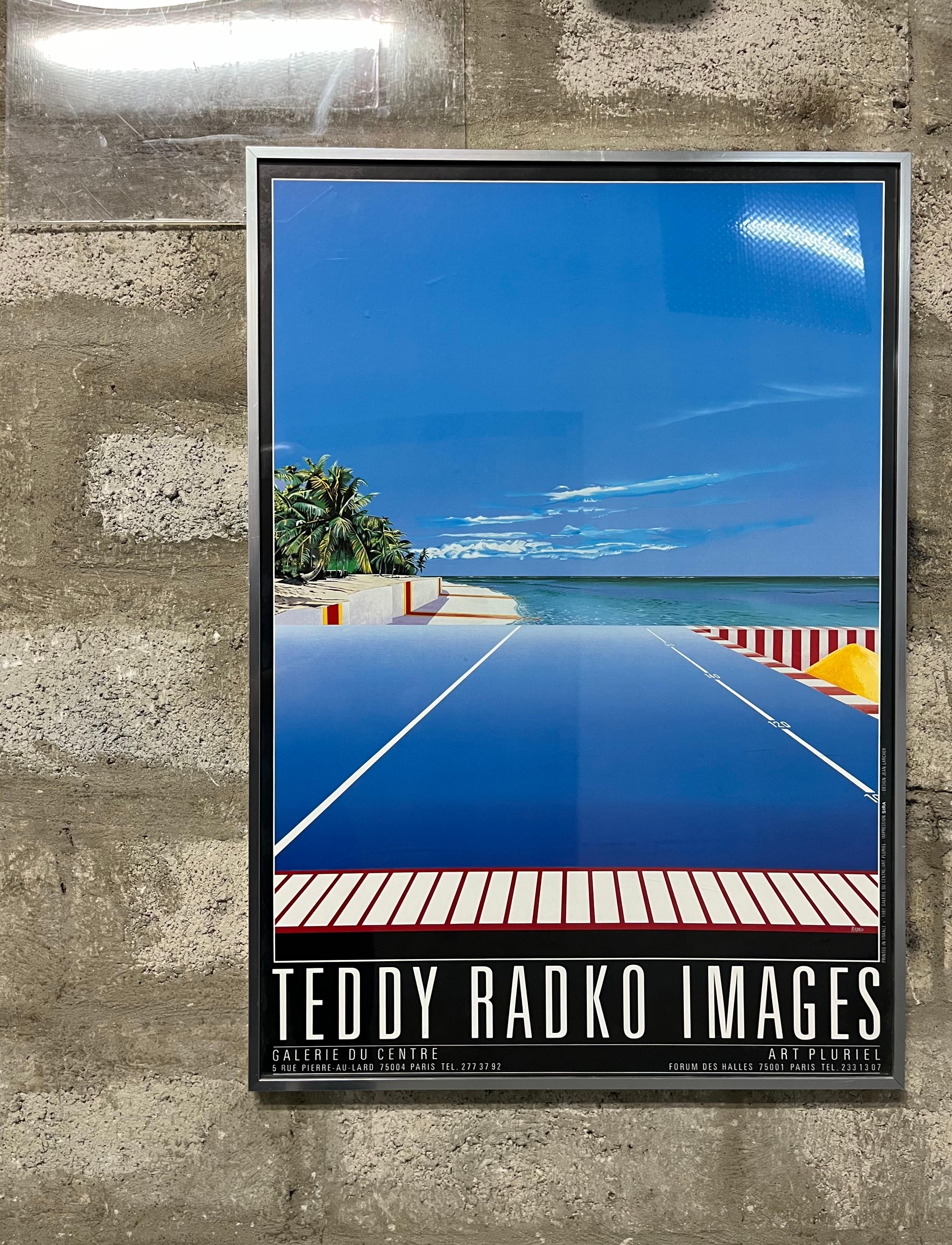 Postmoderne Affiche d'origine encadrée des années 1980, Teddy Radko Images Exhibition en vente
